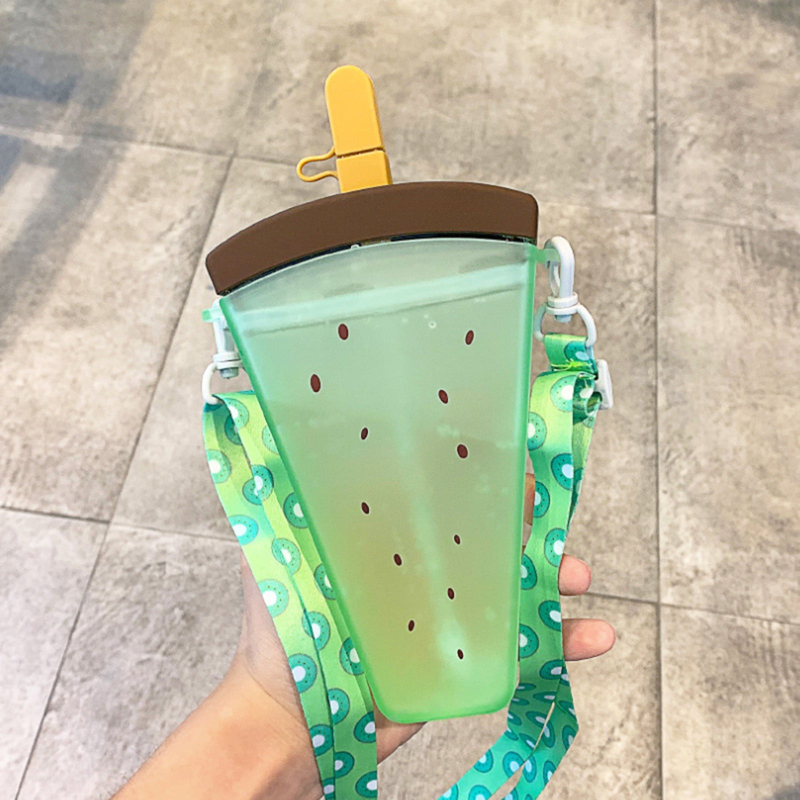 JWDX Glass and Bottle Clearance! Cute Watermelon Straw Water Bottle Ice Cream Popsicle Cup with Shoulder Strap, Kitchen Cups Promotion Include 1Pc Ice Cream Cup Green - Image 7