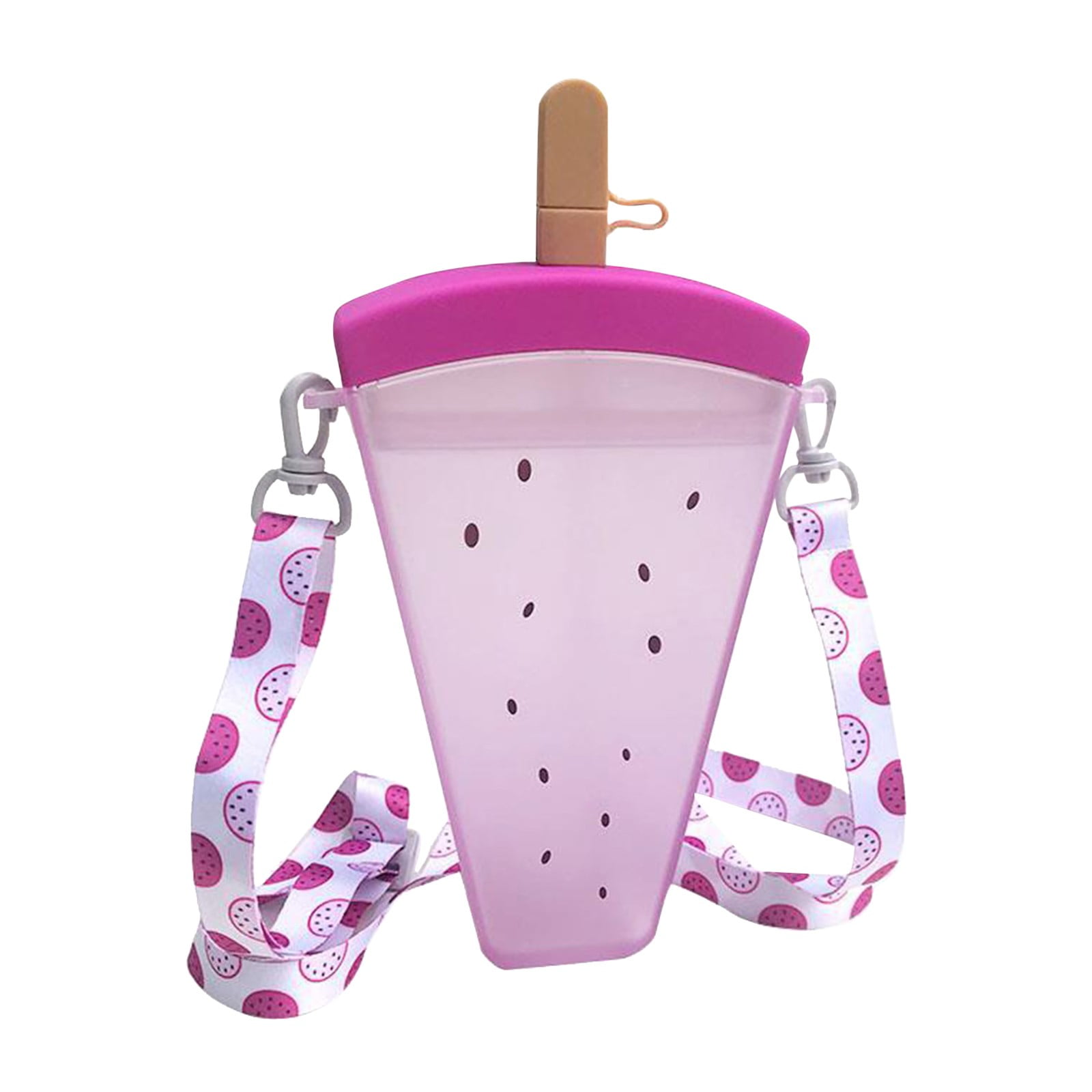 JWDX Glass and Bottle Clearance! Cute Watermelon Straw Water Bottle Ice Cream Popsicle Cup with Shoulder Strap, Kitchen Cups Promotion Include 1Pc Ice Cream Cup Purple - Image 1