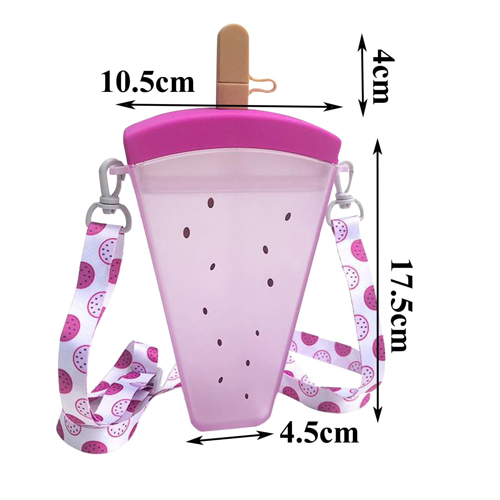 JWDX Glass and Bottle Clearance! Cute Watermelon Straw Water Bottle Ice Cream Popsicle Cup with Shoulder Strap, Kitchen Cups Promotion Include 1Pc Ice Cream Cup Purple - Image 3