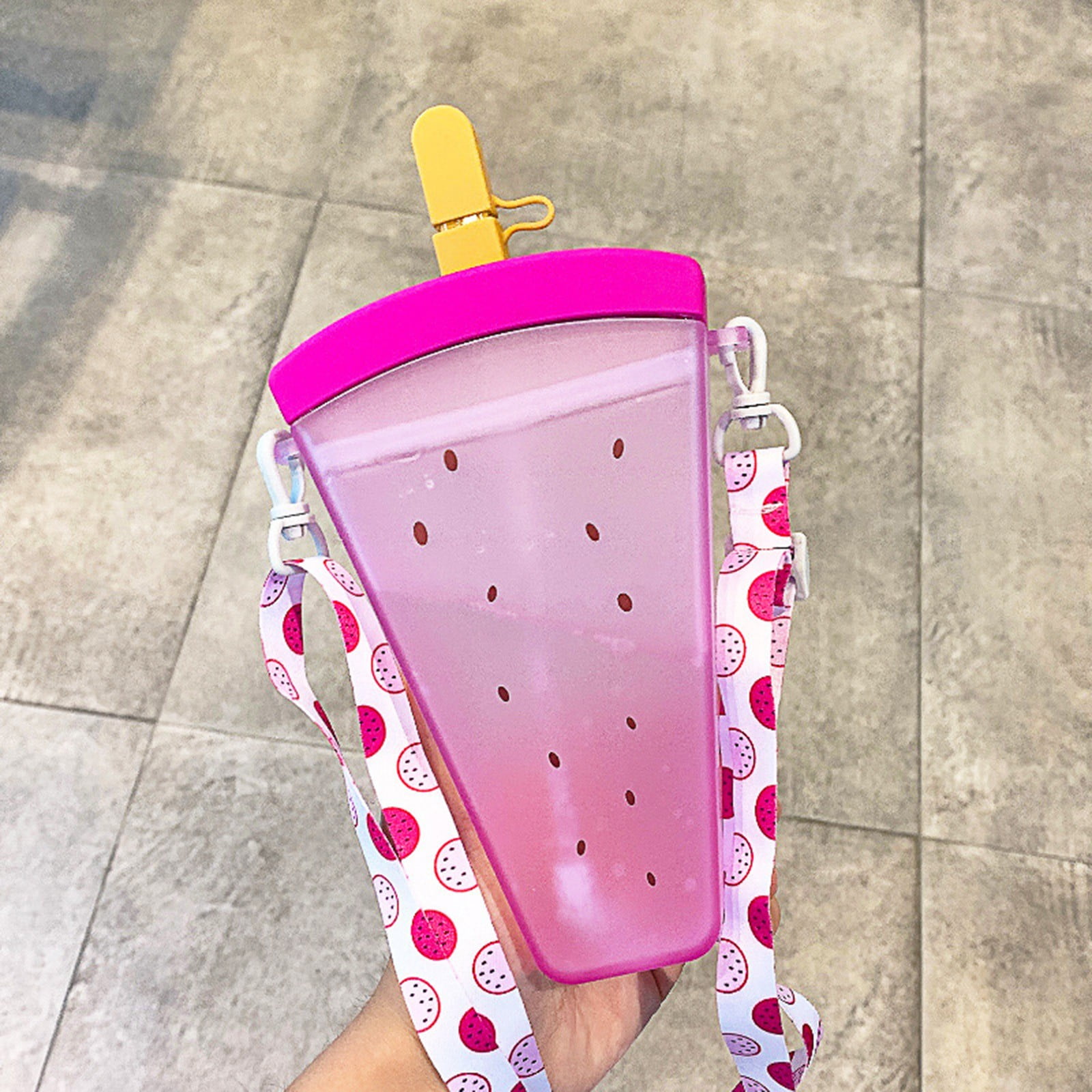 JWDX Glass and Bottle Clearance! Cute Watermelon Straw Water Bottle Ice Cream Popsicle Cup with Shoulder Strap, Kitchen Cups Promotion Include 1Pc Ice Cream Cup Purple - Image 6