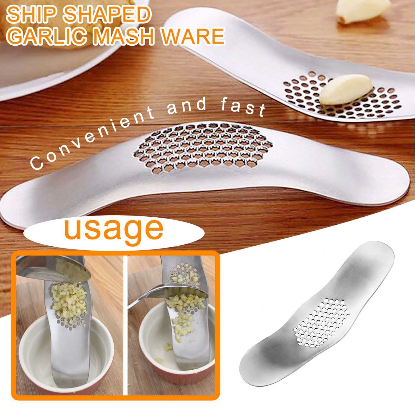 JWDX Garlic Press Clearance! Press Mincer Steel Chopper Rocking Peeler Stainless Crusher Garlic Tool Tools Home Improvement, Garlic Press Promotion Include 1 Stainless Steel Garlic and Ginger Grater AS shown - Image 2