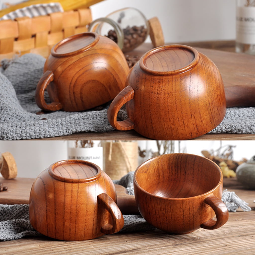 JWDX Glass and Bottle Clearance! Cup Wooden Beer Tea Juice Milk Water Handmade Wood Mug Coffee Primitive Glass&Bottle, Kitchen Cups Promotion Include 1X Cup Gold - Image 3