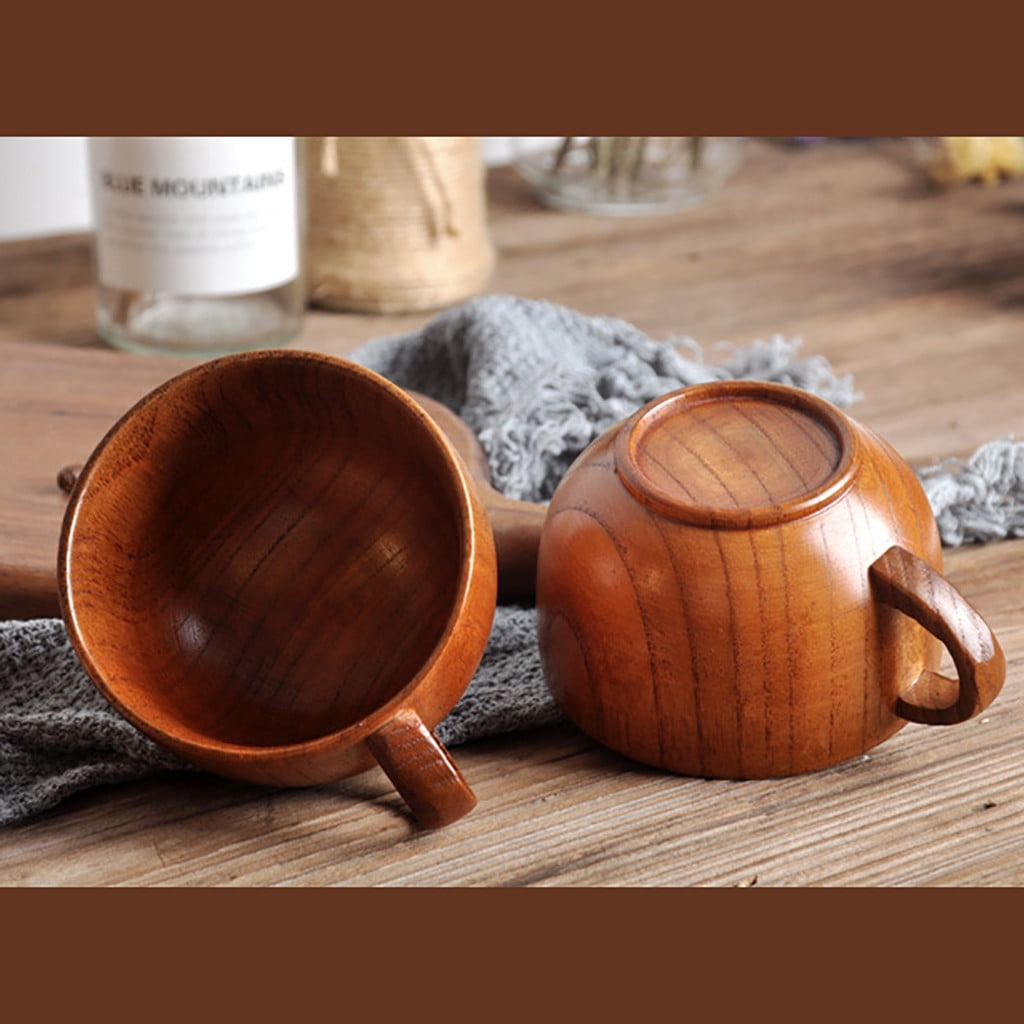 JWDX Glass and Bottle Clearance! Cup Wooden Beer Tea Juice Milk Water Handmade Wood Mug Coffee Primitive Glass&Bottle, Kitchen Cups Promotion Include 1X Cup Gold - Image 4