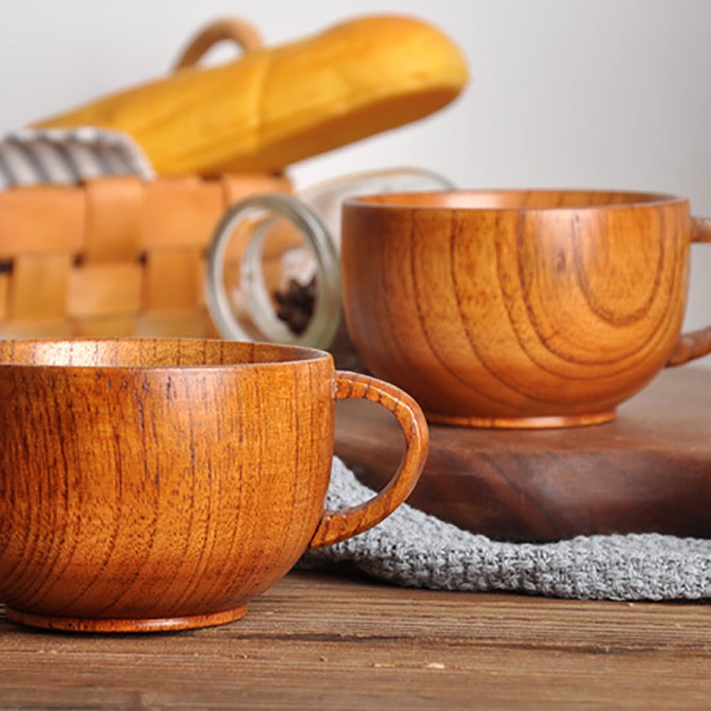 JWDX Glass and Bottle Clearance! Cup Wooden Beer Tea Juice Milk Water Handmade Wood Mug Coffee Primitive Glass&Bottle, Kitchen Cups Promotion Include 1X Cup Gold - Image 6