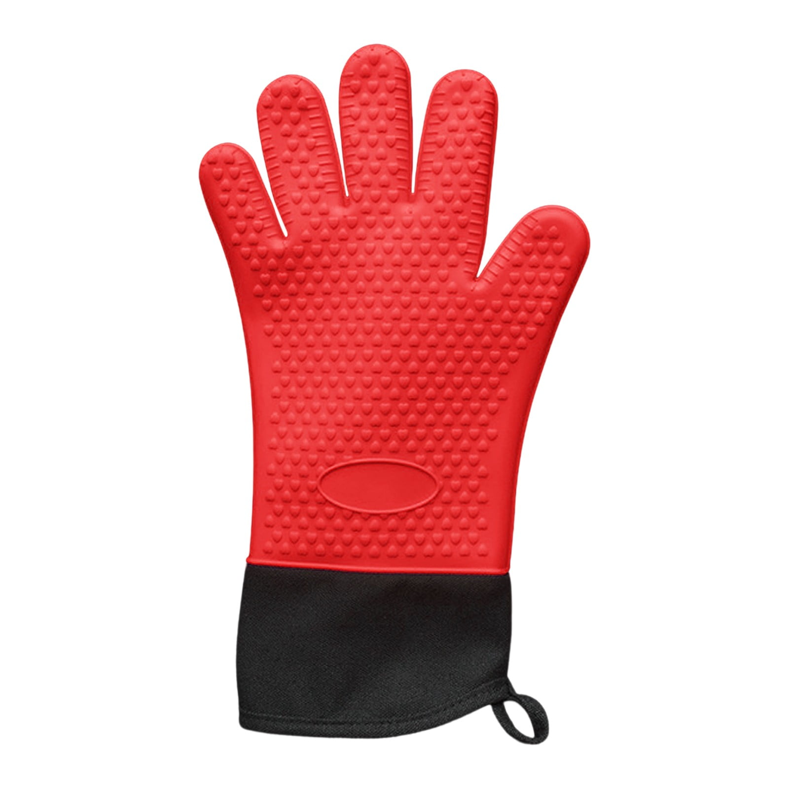 Clearance! JWDX Baking Utensils, Bakeware Promotion, Lengthened Plus Cotton Thickened Silicone Heat Insulation Five Finger Baking Anti Scalding Non Slip Microwave Gloves Red - Image 1