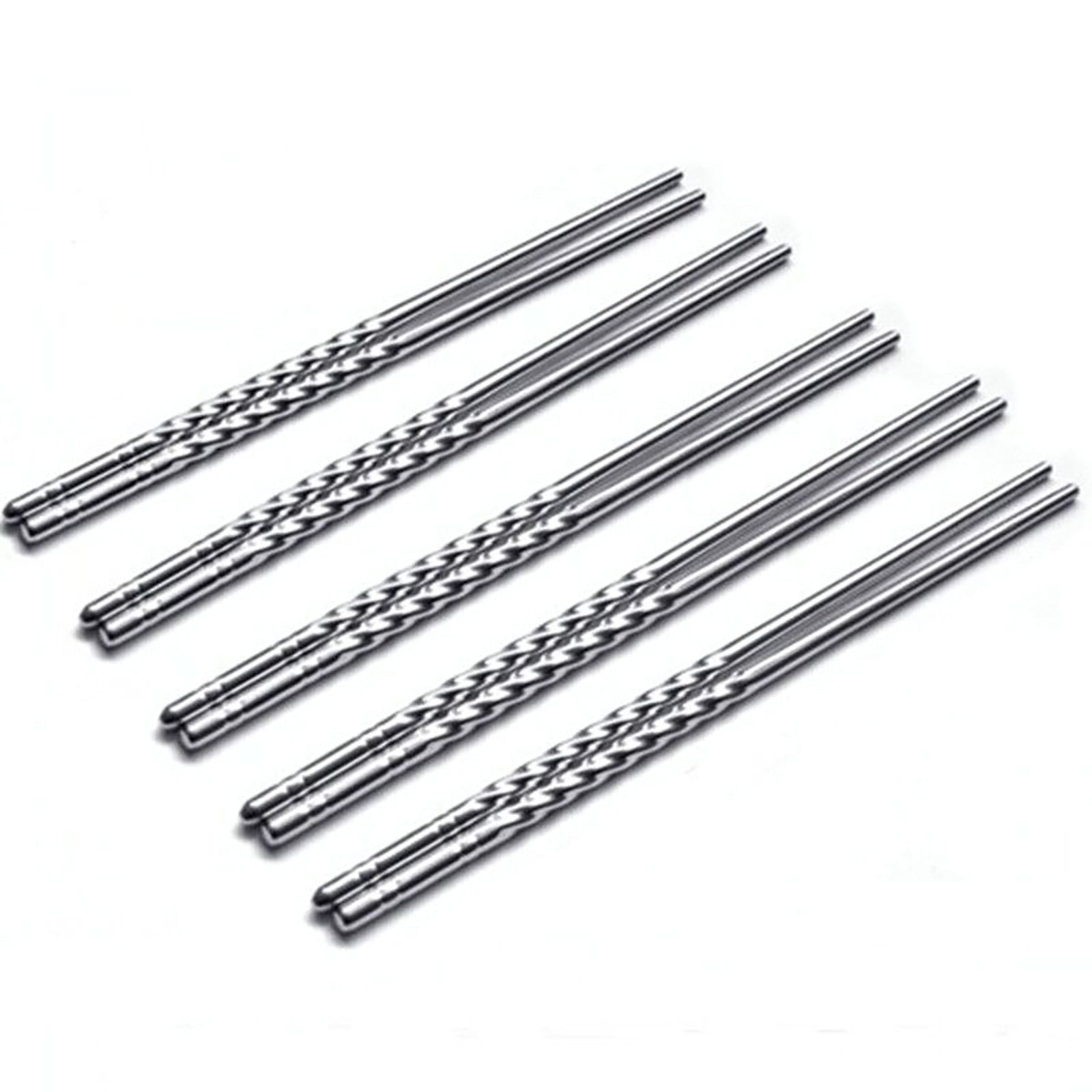 JWDX Tableware Clearance! Chopsticks 5 Pair Metal Reusable Korean Chinese Stainless Steel Sticks, Stainless Steel Bowl Promotion Include 5X Chopsticks (Pair) Grey - Image 1