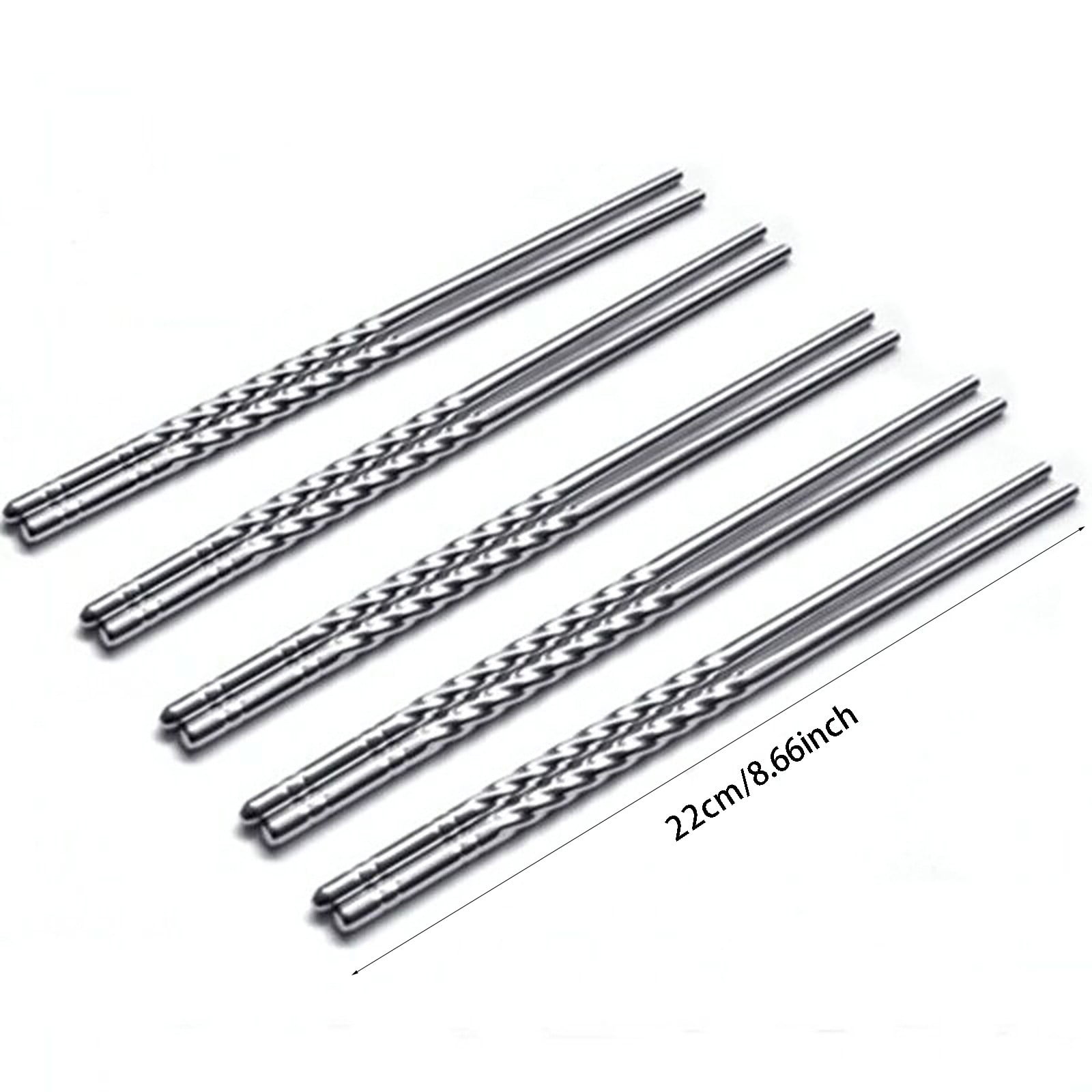 JWDX Tableware Clearance! Chopsticks 5 Pair Metal Reusable Korean Chinese Stainless Steel Sticks, Stainless Steel Bowl Promotion Include 5X Chopsticks (Pair) Grey - Image 3