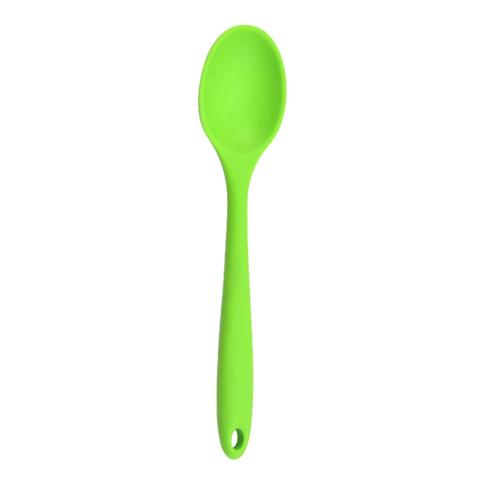 JWDX Tableware Clearance! Food Grade High Temperature Silicone Small Spoon Dense Mixing Spoon Auxiliary Food Spoon Students and Children Feeding Spoon Eating Spoon, Include 1*Spoon Green - Image 1
