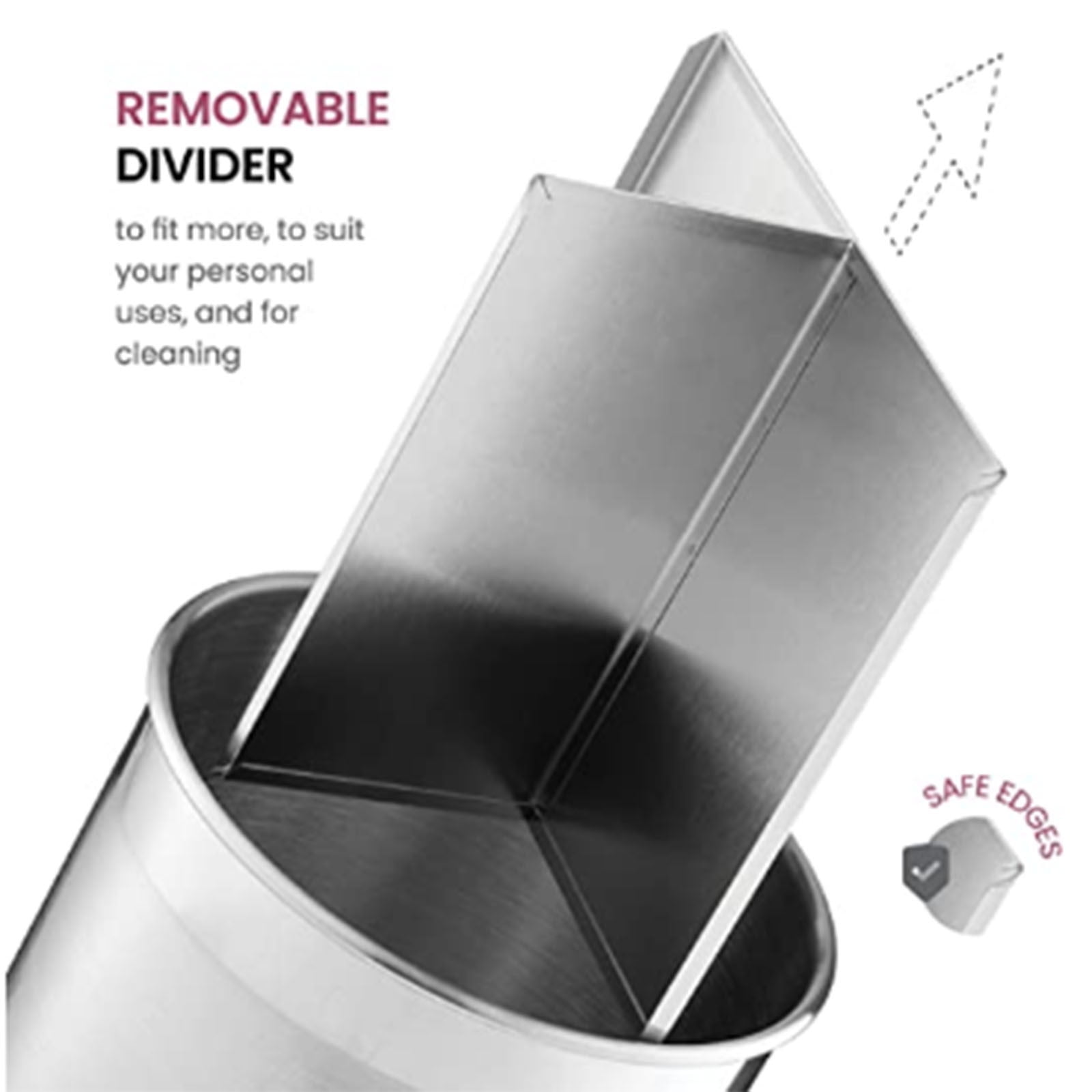 JWDX Storage Containers Clearance! Kitchen Living Room Storage Bucket Household Stainless Steel Lidless Rotating Partition Storage Bucket Desktop Storage Bucket, Include A Storage Bucket Grey - Image 5