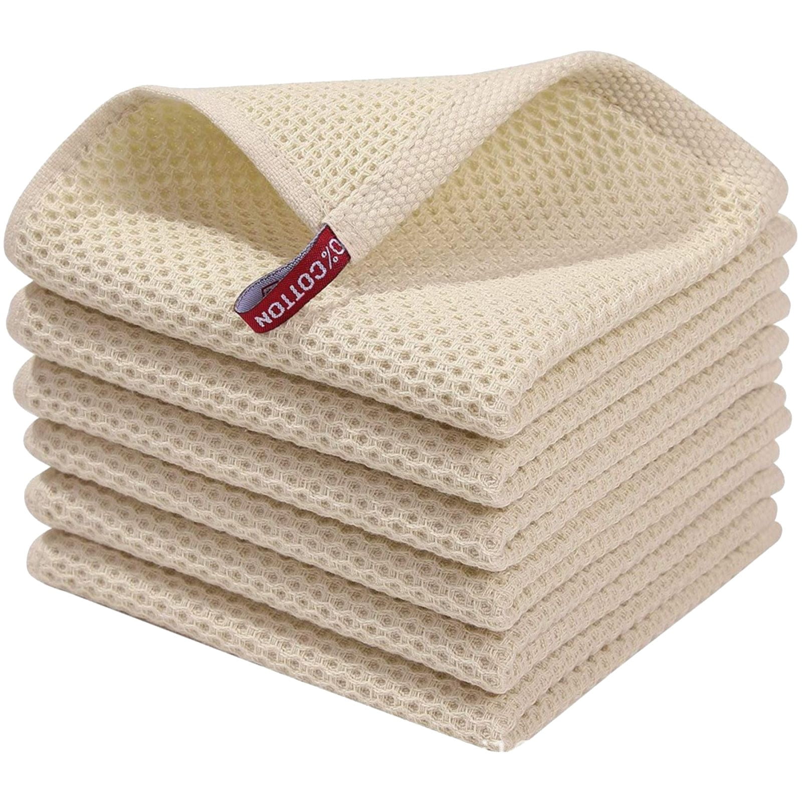 JWDX Wipes Clearance! Cotton Brown Kitchen Dish Cloths Weave Ultra Soft Absorbent Dish Towels Quick Drying Dish Rags 12X12Inches 5Pc, Household Cleaning Cloth Promotion Include 5X Rag Towel Beige - Image 1