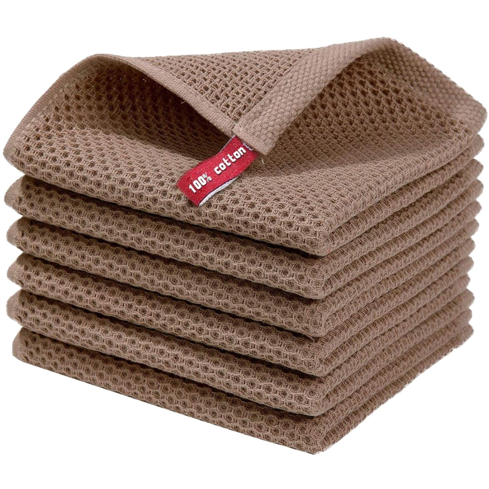 JWDX Wipes Clearance! Cotton Brown Kitchen Dish Cloths Weave Ultra Soft Absorbent Dish Towels Quick Drying Dish Rags 12X12Inches 5Pc, Household Cleaning Cloth Promotion Include 5X Rag Towel Coffee - Image 1