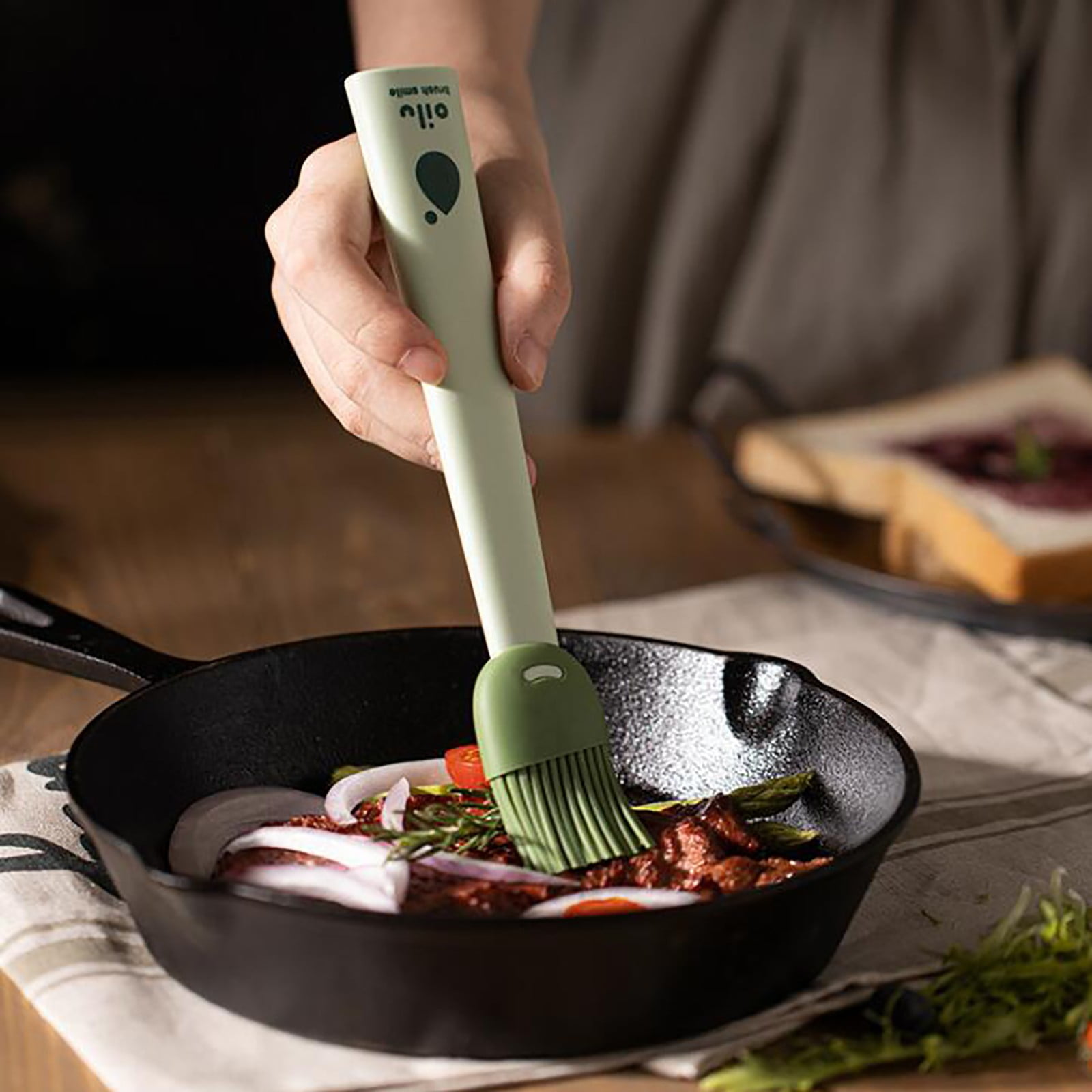 JWDX Silicone Oil Brush Clearance! Food Grade Silicone Brush Oil Brush Kitchen Pancake Oil Brush Household High Tem, Kitchen Fat Brush Promotion Include 1*Baking and Grilling Oil Brush Green - Image 2