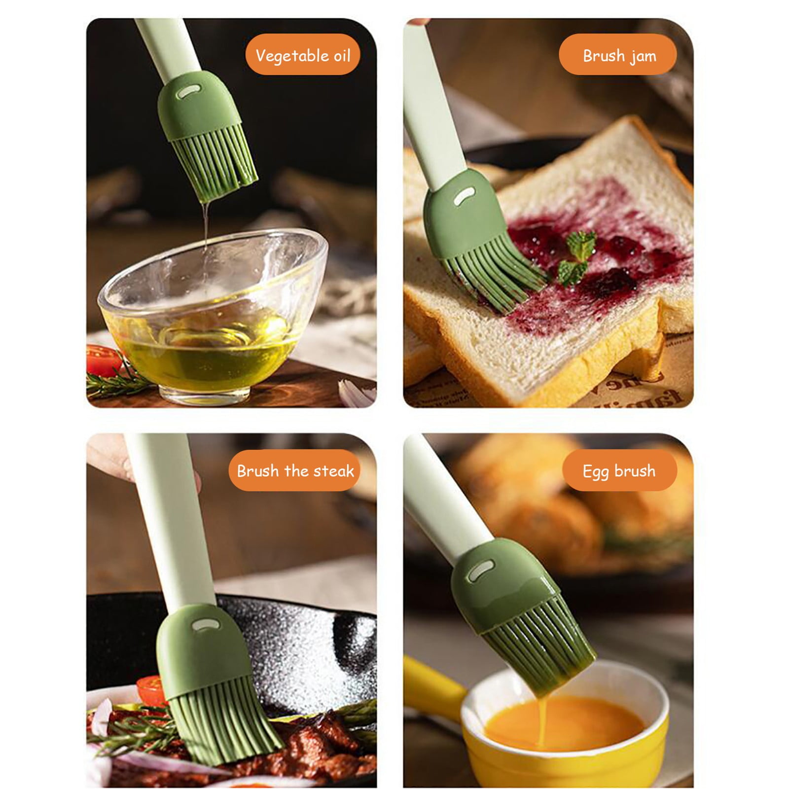 JWDX Silicone Oil Brush Clearance! Food Grade Silicone Brush Oil Brush Kitchen Pancake Oil Brush Household High Tem, Kitchen Fat Brush Promotion Include 1*Baking and Grilling Oil Brush Green - Image 3