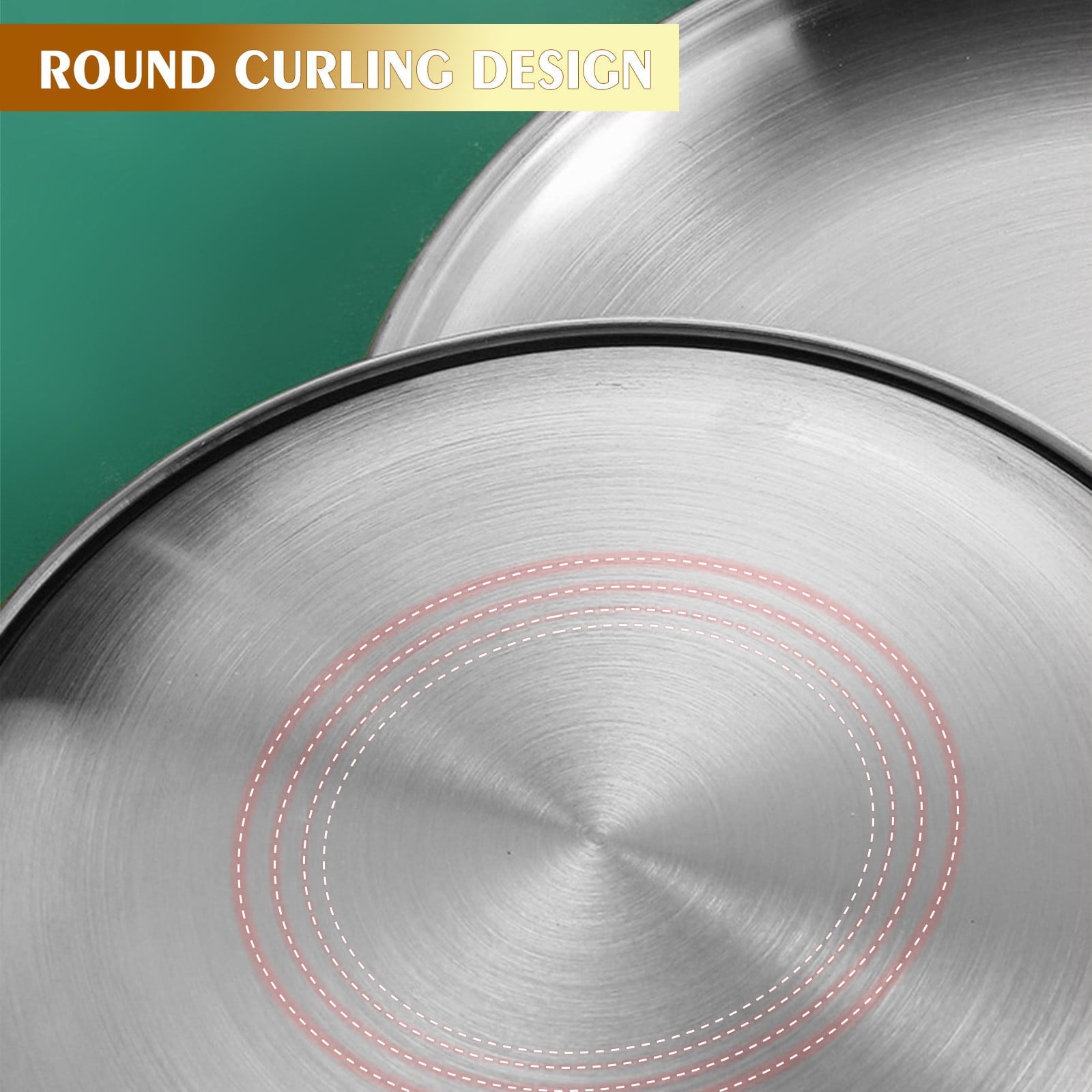 JWDX Baking Trays and Trays Clearance! Pizza Pan Set Chef Stainless Steel Round Baking Pizza Pans Pizza Tray for Pizza Pie Cake Cookie Heavy Duty & Durable Oven, Include 1X Stainless Steel Baking Pan Silver - Image 6