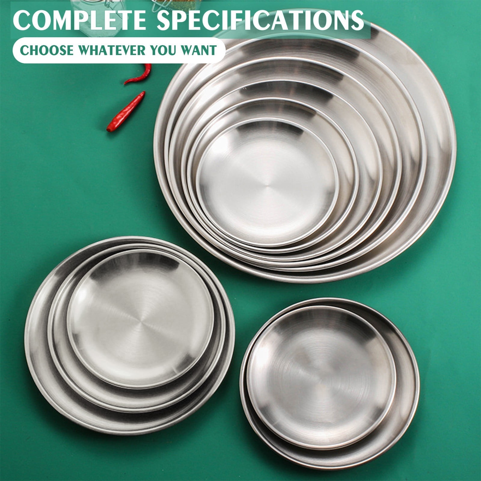 JWDX Baking Trays and Trays Clearance! Pizza Pan Set Chef Stainless Steel Round Baking Pizza Pans Pizza Tray for Pizza Pie Cake Cookie Heavy Duty & Durable Oven, Include 1X Stainless Steel Baking Pan Silver - Image 8