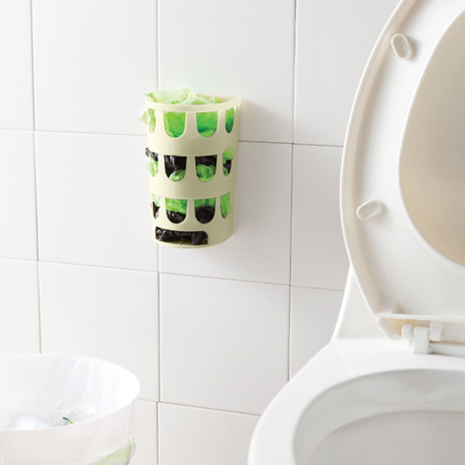JWDX Rack Clearance! Wall Mounted Garbage Bags Tray Storage Box Multipurpose Plastic Bags Holder Rack Kitchen Tableware Sundries Organizer, Wire Shelving Promotion Include 1Pc Storage Rack Green - Image 2