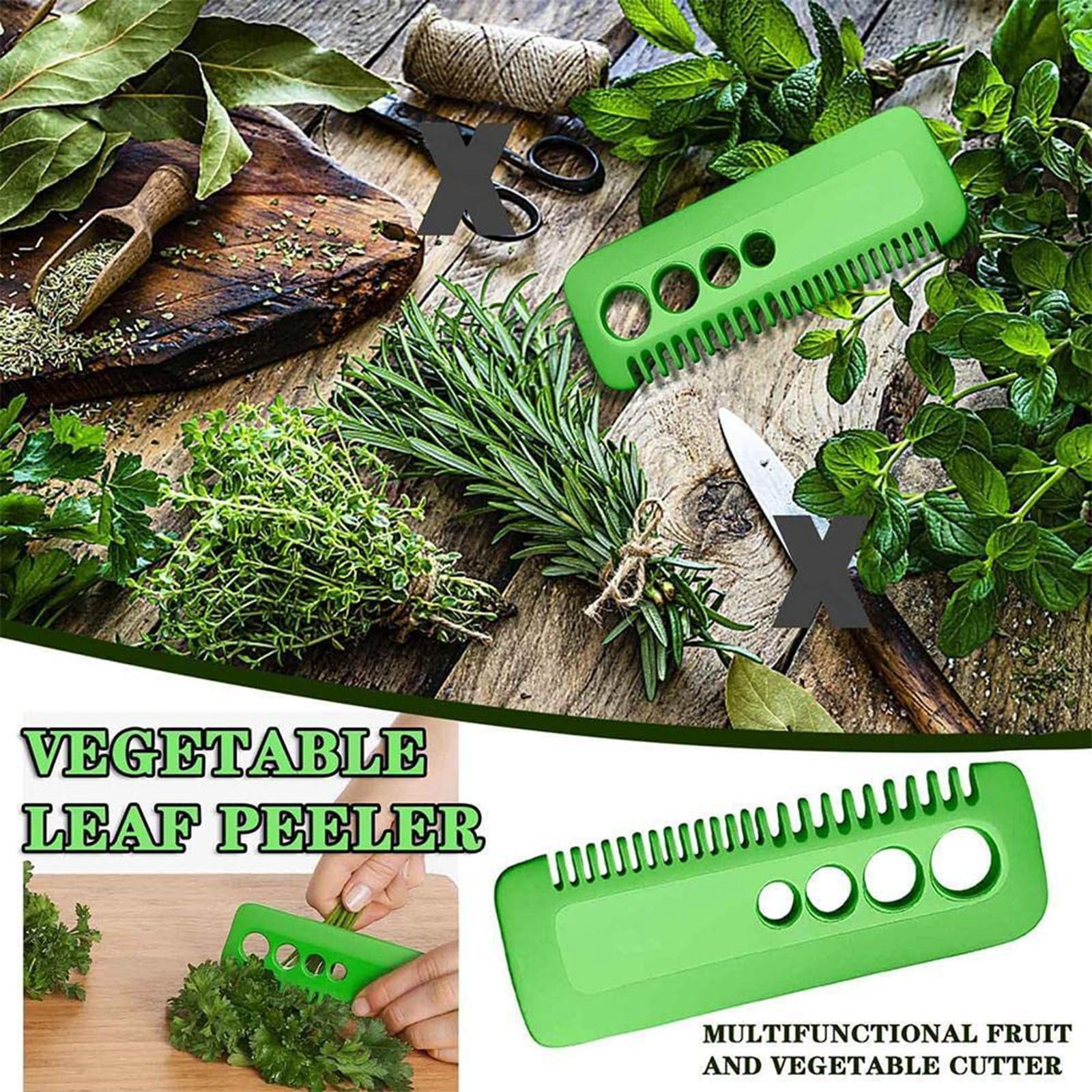 JWDX Peeler Clearance! Vegetable Leaf Peeler Herb Stripper Hand Held Leaf Stem Stripping Tool Herb Stripper, Kitchen Peeler Promotion Include 1×Multi-Function Peeling Comb Green - Image 3