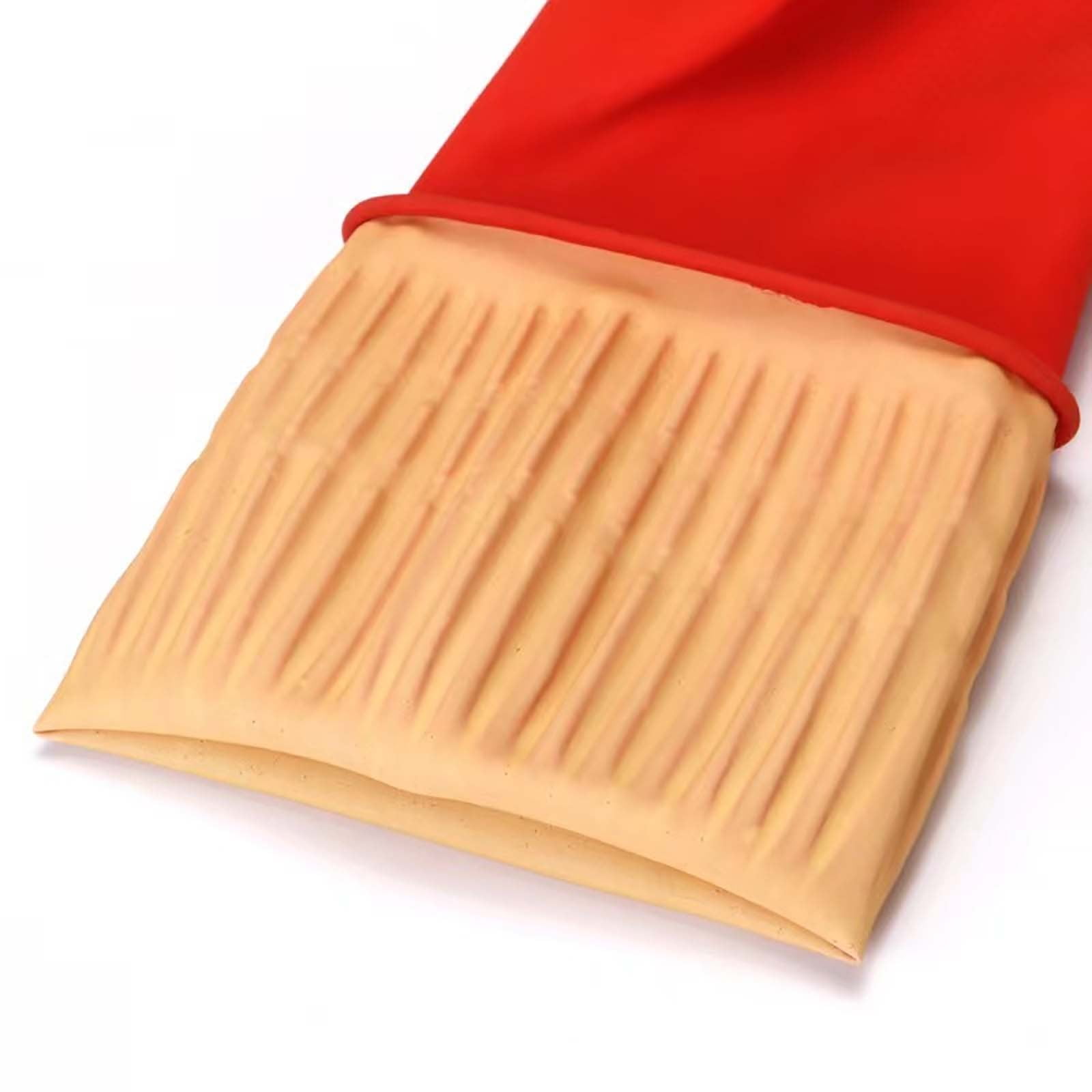 JWDX Oven Mitts Clearance! 2 Pairs Reusable Household Gloves Rubber Dishwashing Gloves Extra Thick Long Sleeves Kitchen Cleaning Working Painting Gardening Pet Care, Include Two Pairs of Gloves Red - Image 5