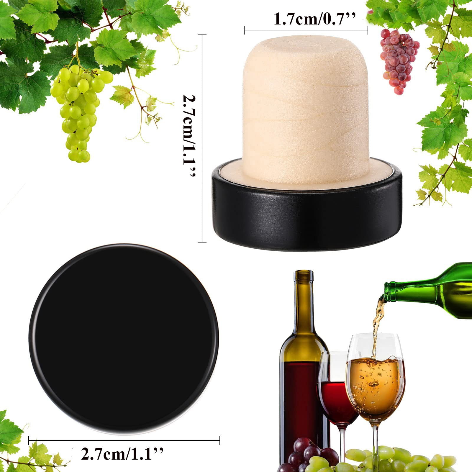 JWDX Wine Stopper Clearance! 24Pc T Shaped Stopper Cork Wine Stopper Bottle Stoppers Reusable Wine Bottle Stopper Sealing Plug Bottle Cap for Wine Beer Bottles, Include 24Pc Beer Bottle Stopper Black - Image 4
