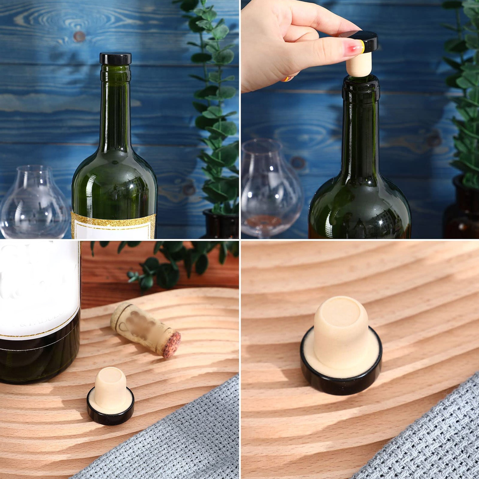 JWDX Wine Stopper Clearance! 24Pc T Shaped Stopper Cork Wine Stopper Bottle Stoppers Reusable Wine Bottle Stopper Sealing Plug Bottle Cap for Wine Beer Bottles, Include 24Pc Beer Bottle Stopper Black - Image 8