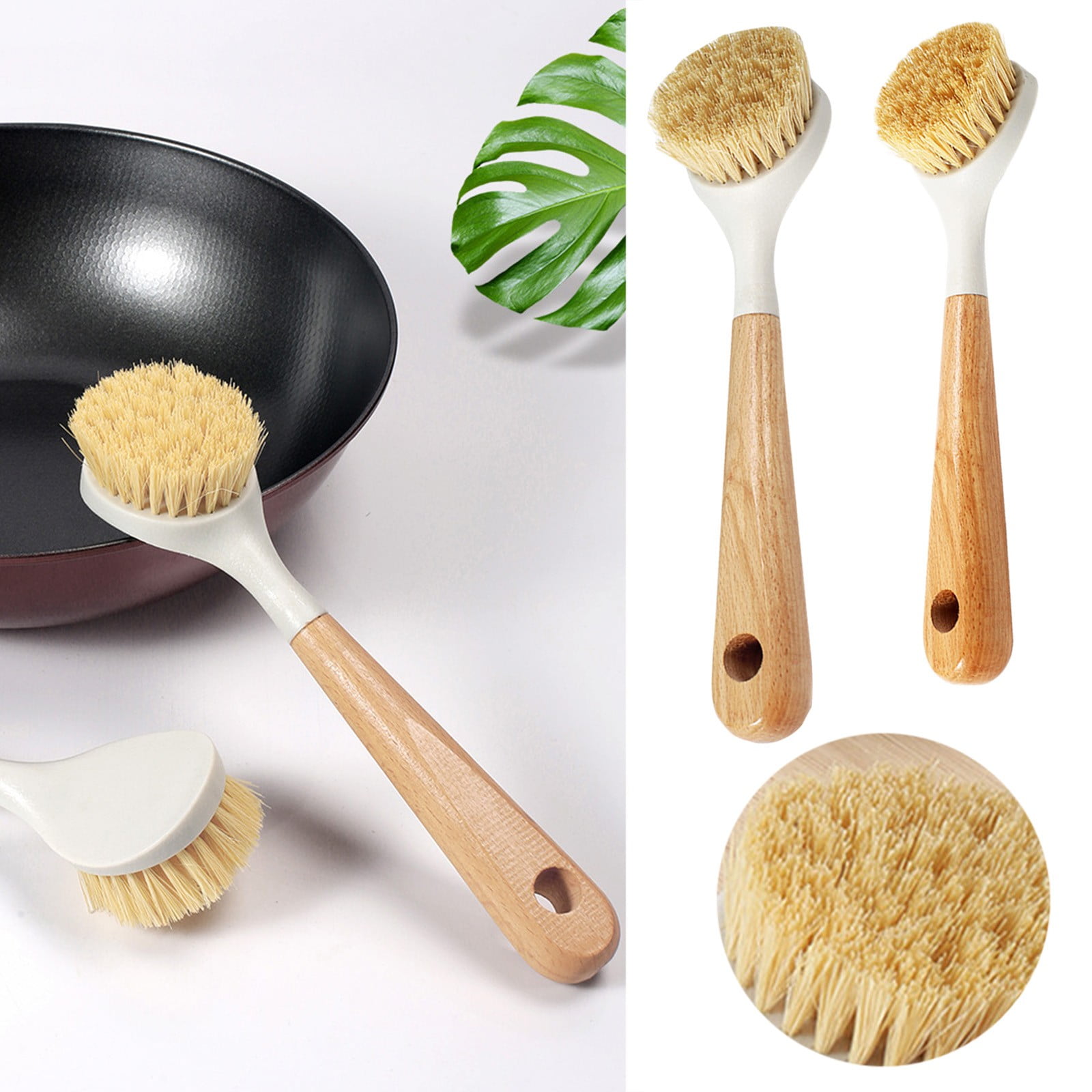 JWDX Cleaning Brush Clearance! Natural Sisal Kitchen Cleaning Brush Pot Scrub Brush with Long Wooden Handle, Cleaning Brush Promotion Include A Pot Brush AS shown - Image 4