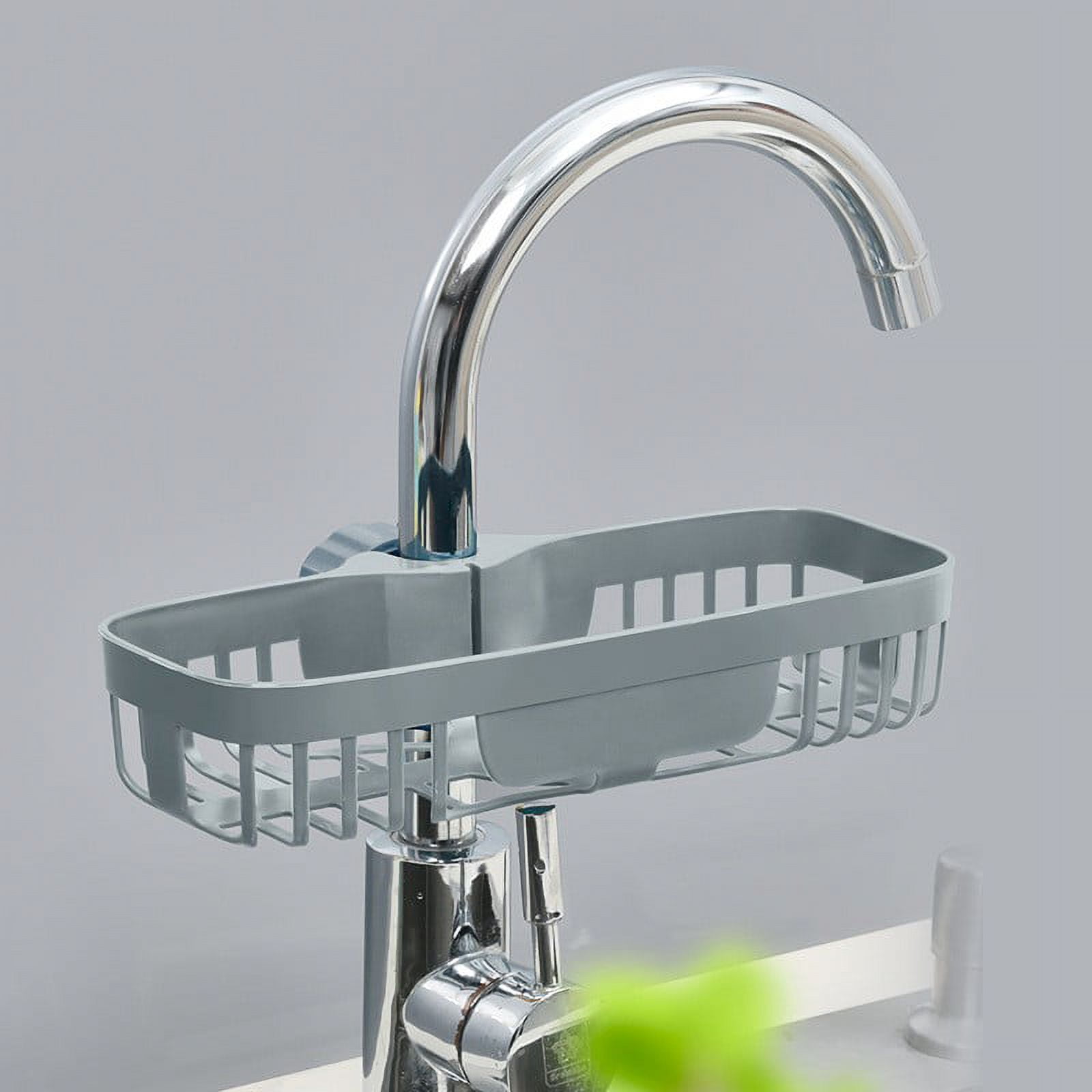 JWDX Drain Rack Clearance! Sink Sponge Rack Stand Kitchen Faucet Storage Rack Sponge and Towel Rack Drain Basket Home Kitchen Cleaning Tools, Include 1X Drain Storage Basket Grey - Image 2