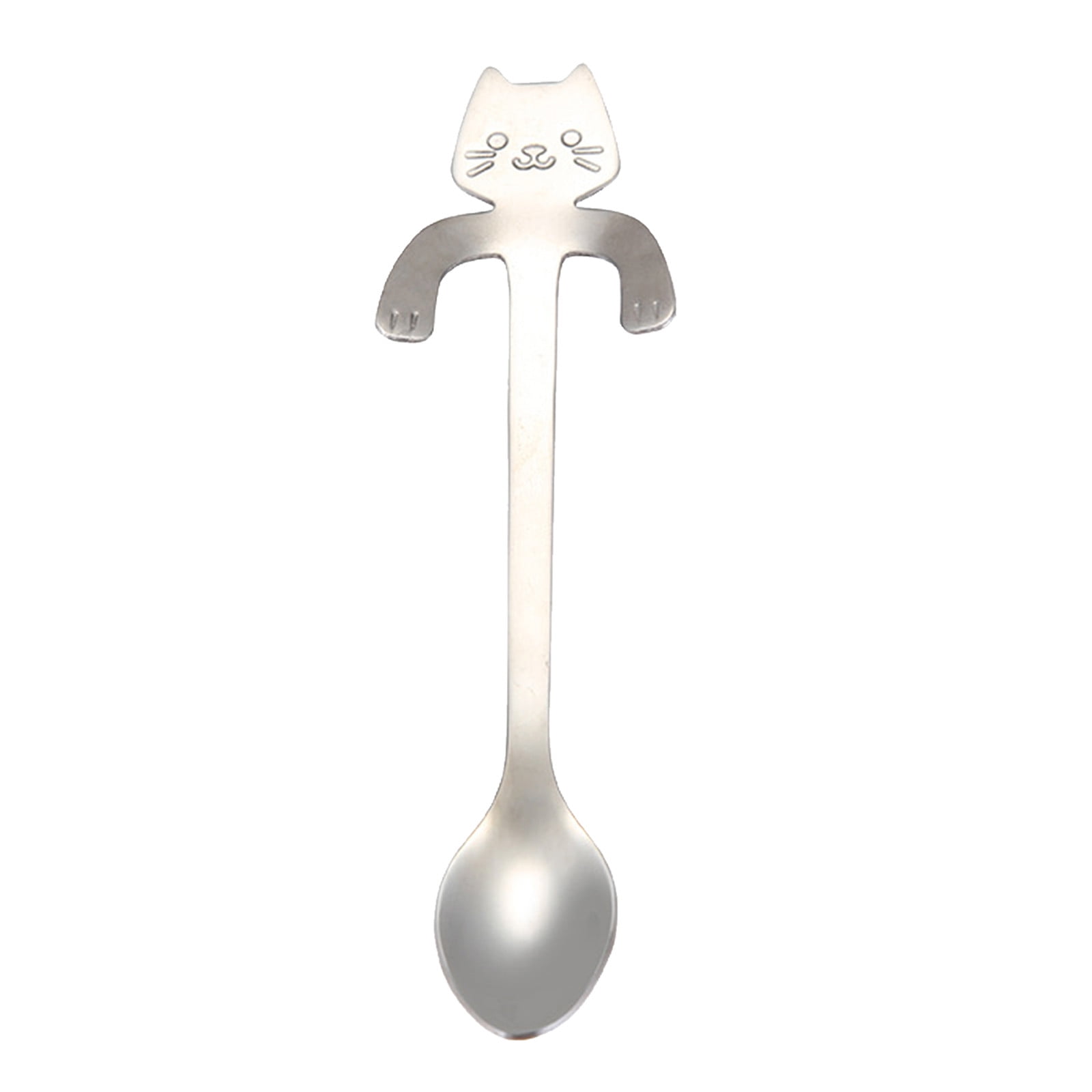 JWDX Tableware Clearance! Cat Spoon Short Handle Spoons Flatware Coffee Drinking Tools Kitchen Gadge, Stainless Steel Bowl Promotion Include 1X Spoon A - Image 1