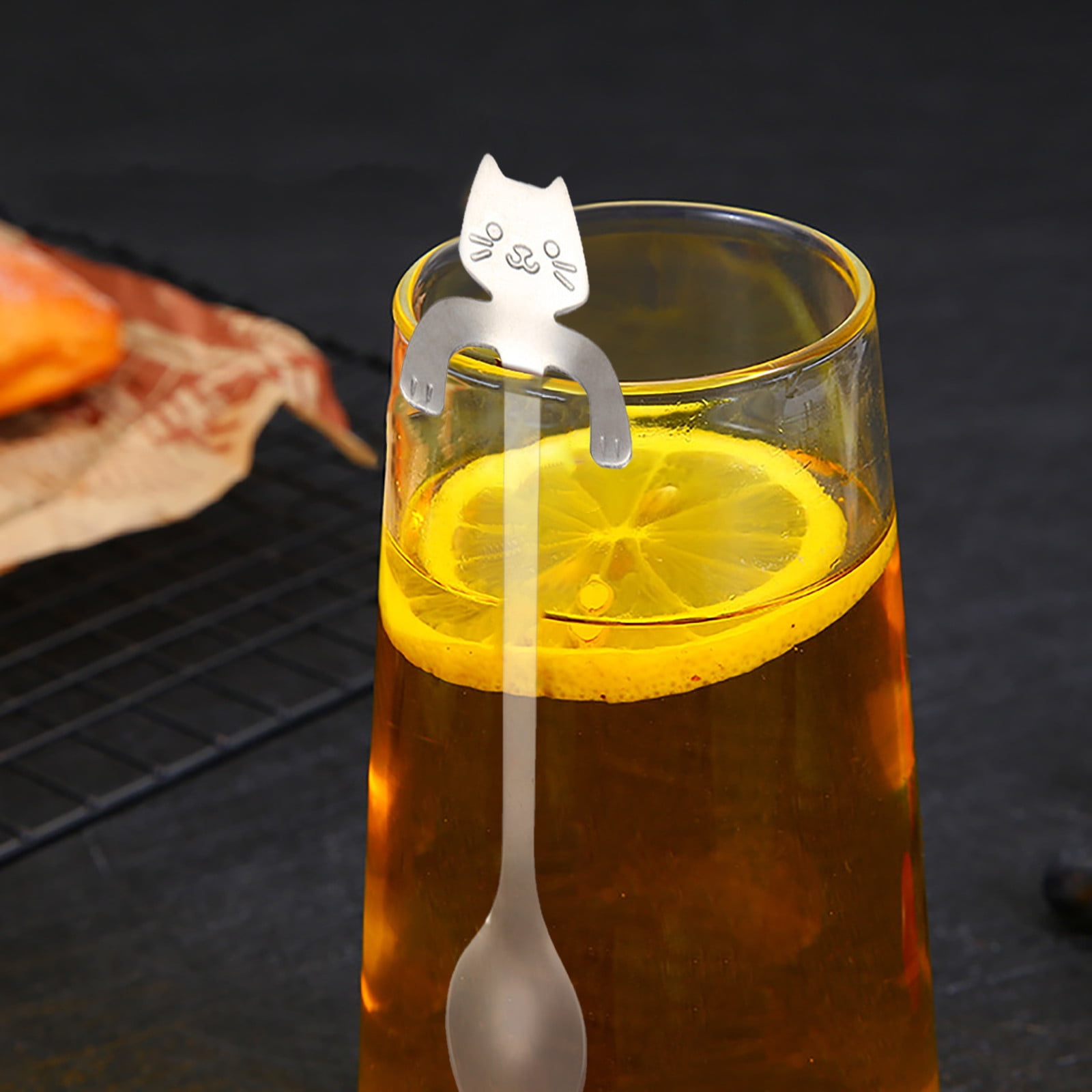 JWDX Tableware Clearance! Cat Spoon Short Handle Spoons Flatware Coffee Drinking Tools Kitchen Gadge, Stainless Steel Bowl Promotion Include 1X Spoon A - Image 6