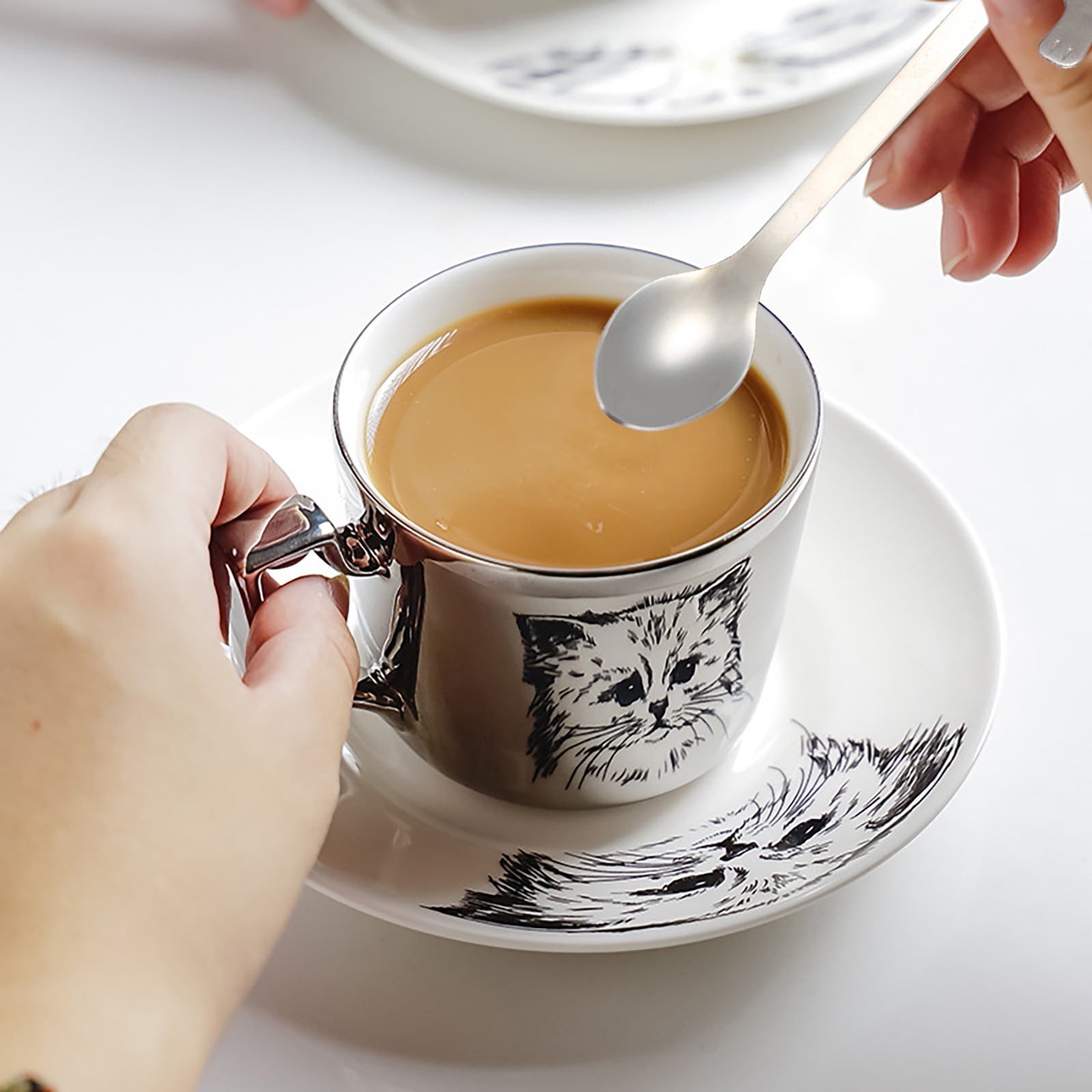 JWDX Tableware Clearance! Cat Spoon Short Handle Spoons Flatware Coffee Drinking Tools Kitchen Gadge, Stainless Steel Bowl Promotion Include 1X Spoon A - Image 7