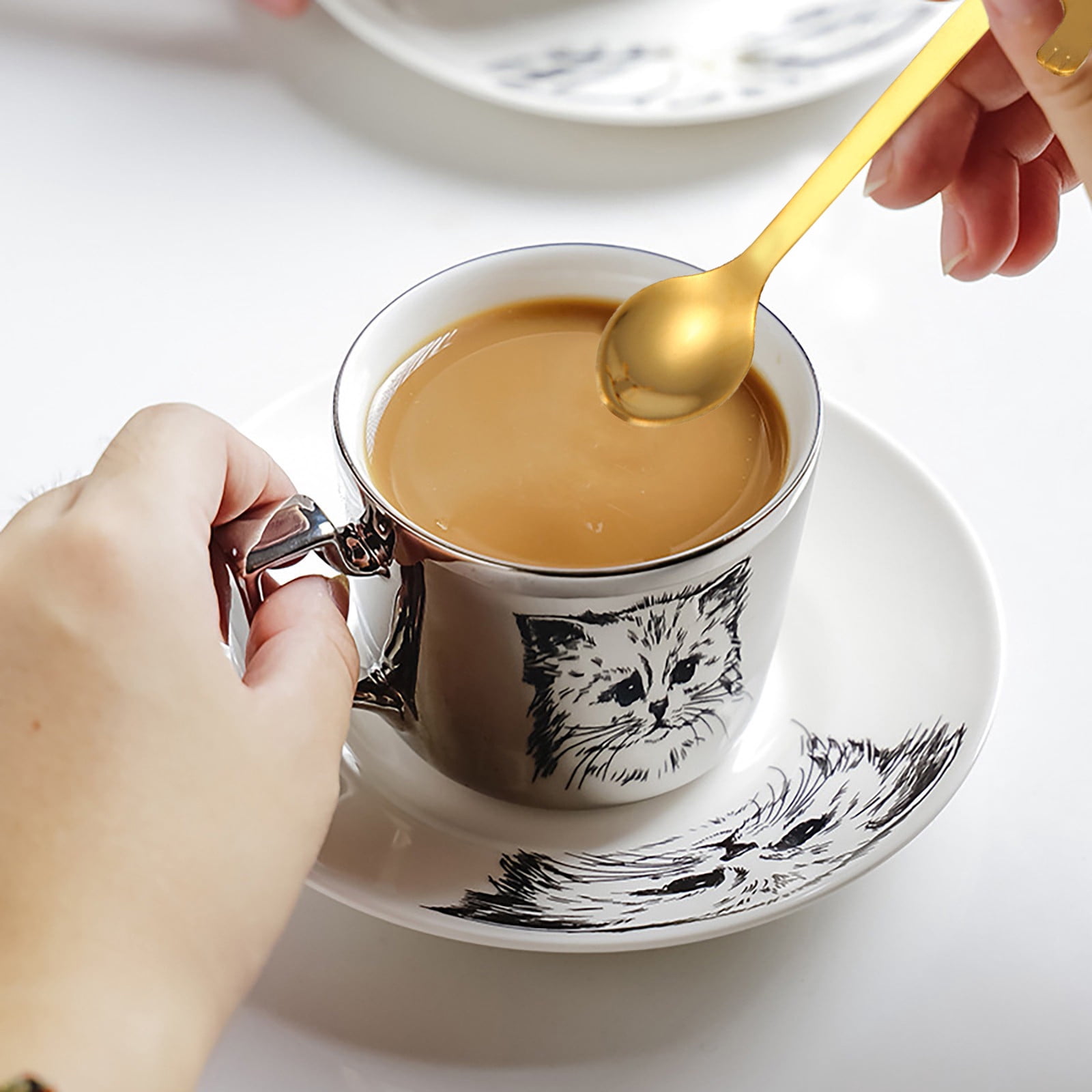 JWDX Tableware Clearance! Cat Spoon Short Handle Spoons Flatware Coffee Drinking Tools Kitchen Gadge, Stainless Steel Bowl Promotion Include 1X Spoon B - Image 7
