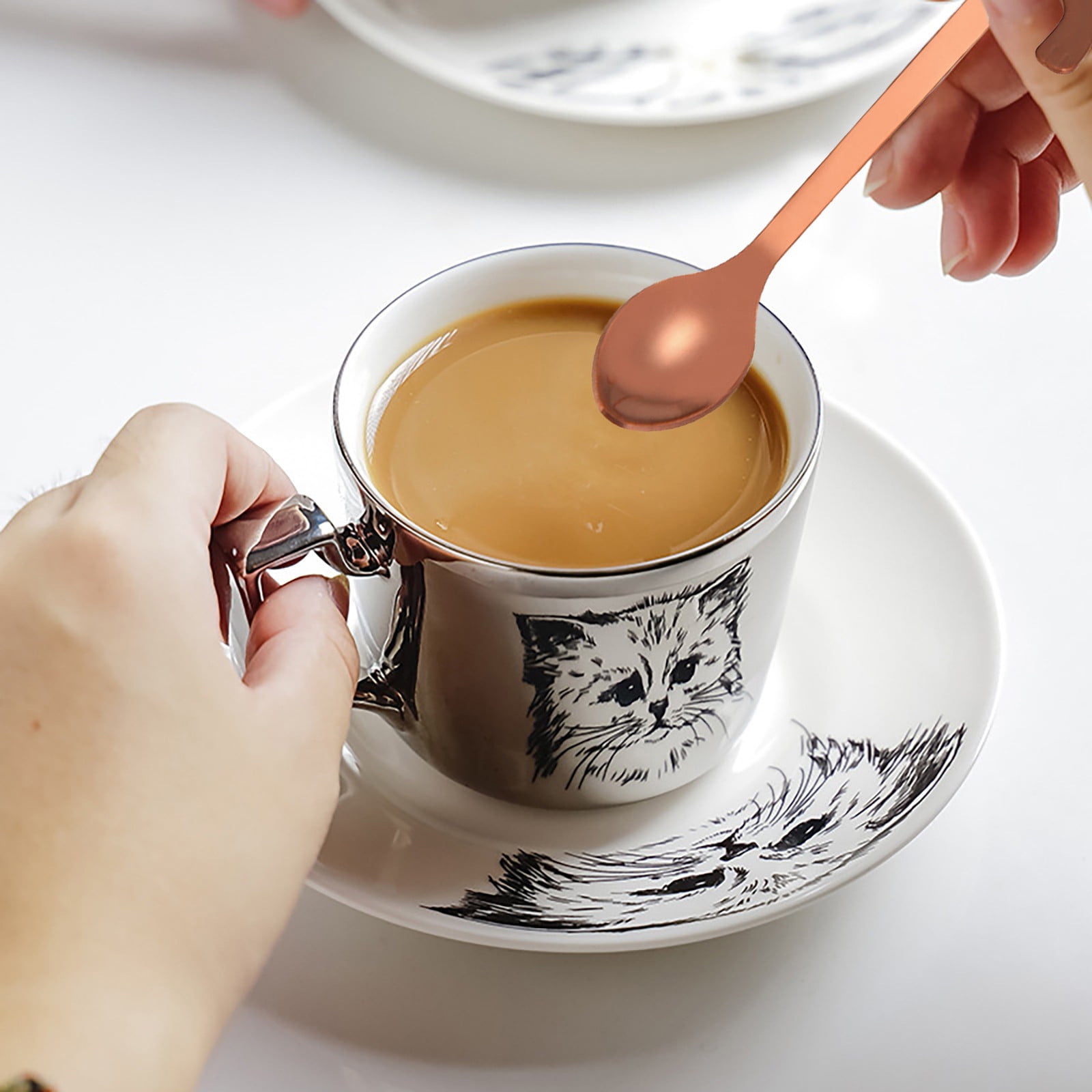JWDX Tableware Clearance! Cat Spoon Short Handle Spoons Flatware Coffee Drinking Tools Kitchen Gadge, Stainless Steel Bowl Promotion Include 1X Spoon C - Image 7