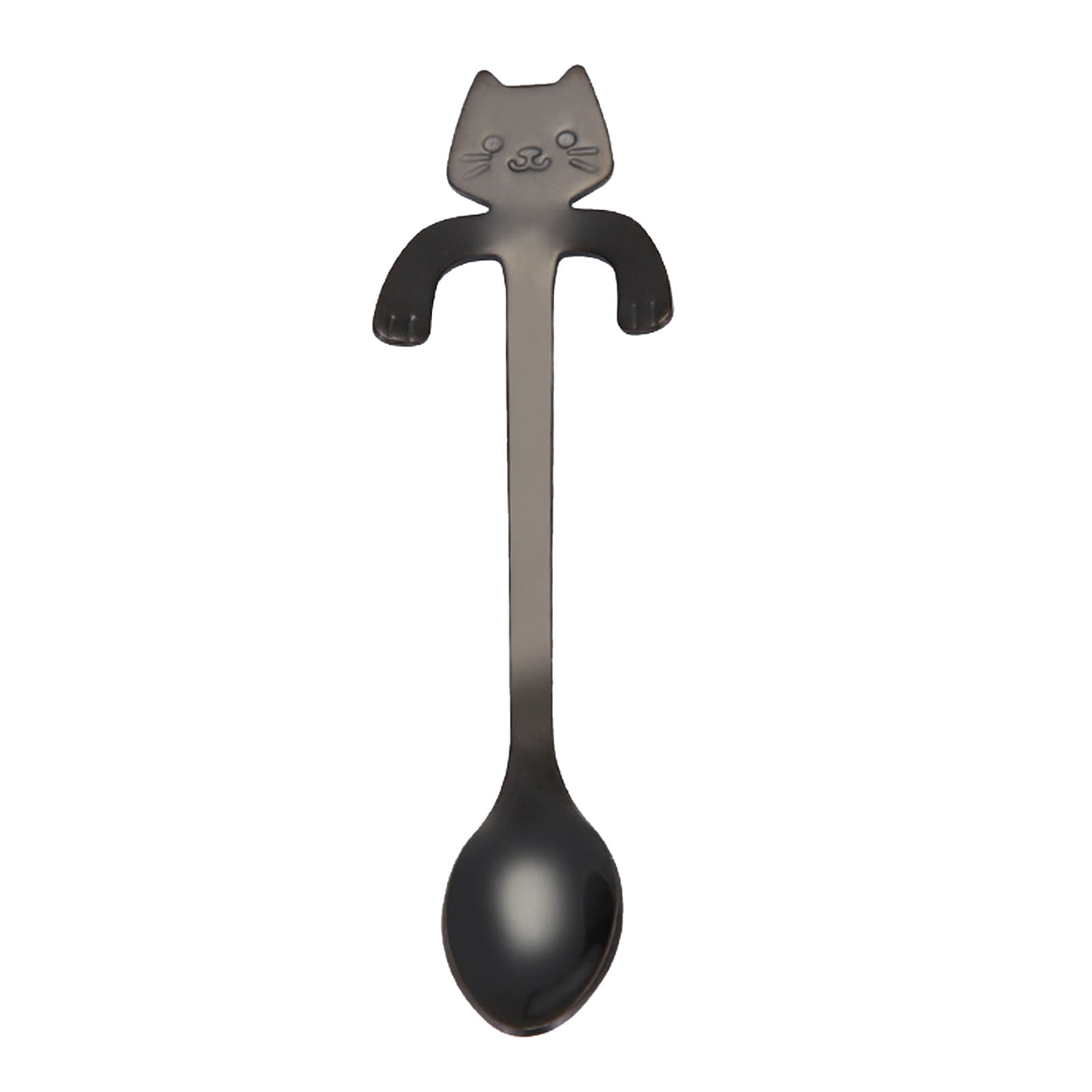 JWDX Tableware Clearance! Cat Spoon Short Handle Spoons Flatware Coffee Drinking Tools Kitchen Gadge, Stainless Steel Bowl Promotion Include 1X Spoon E - Image 1