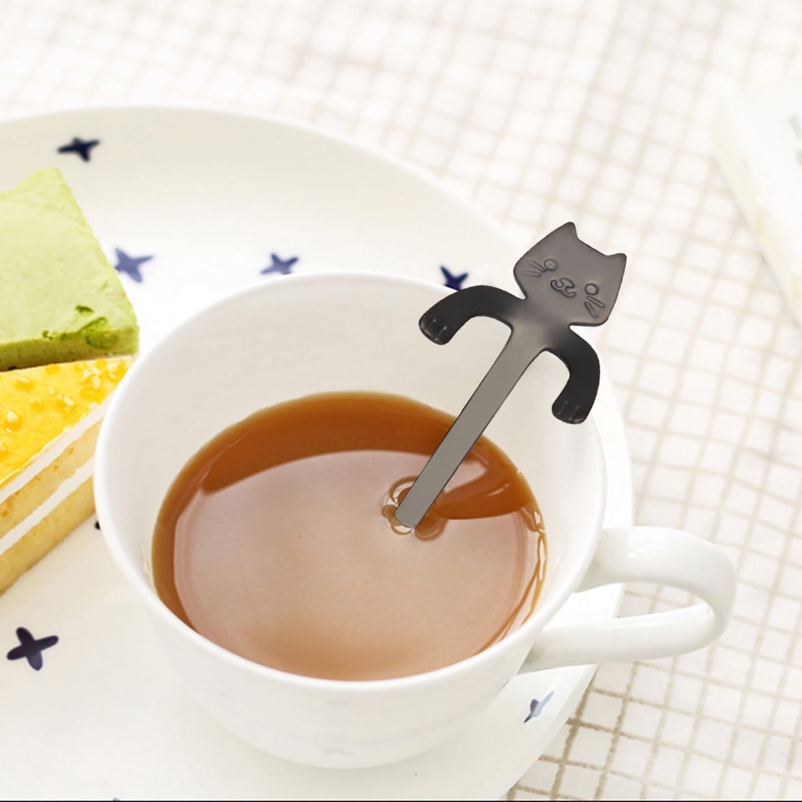 JWDX Tableware Clearance! Cat Spoon Short Handle Spoons Flatware Coffee Drinking Tools Kitchen Gadge, Stainless Steel Bowl Promotion Include 1X Spoon E - Image 5