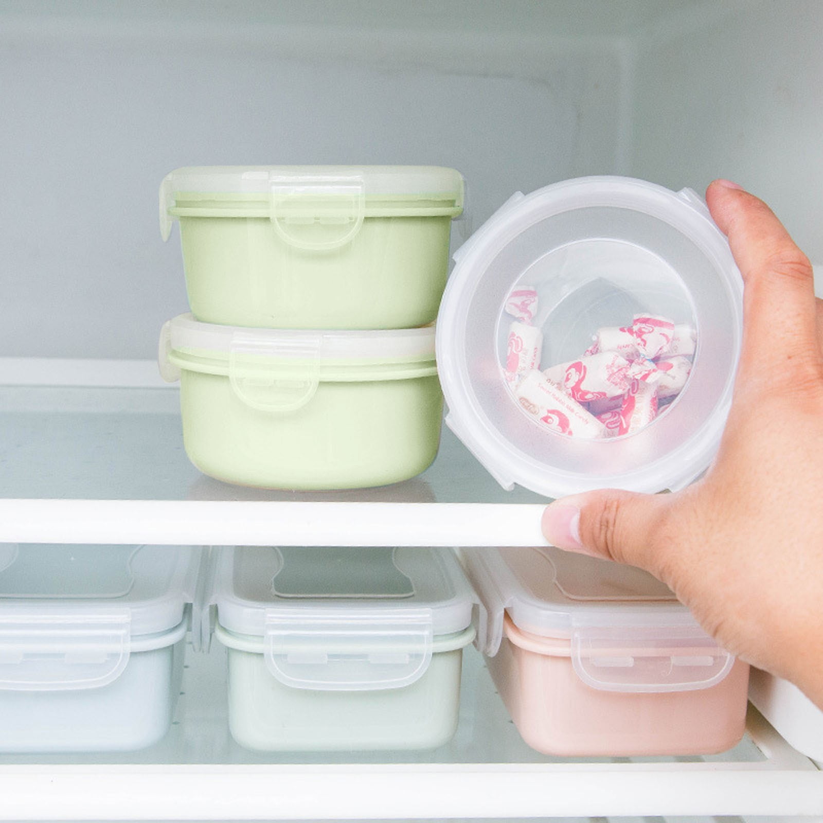 JWDX Storage Containers Clearance! Simple Refrigerator Preservation Box Small Lunch Box Kitchen Lunch Box Plastic Storage Box Sealed Box for Lunch Kitchen Arrangement, Include 1* Bento Box A - Image 6