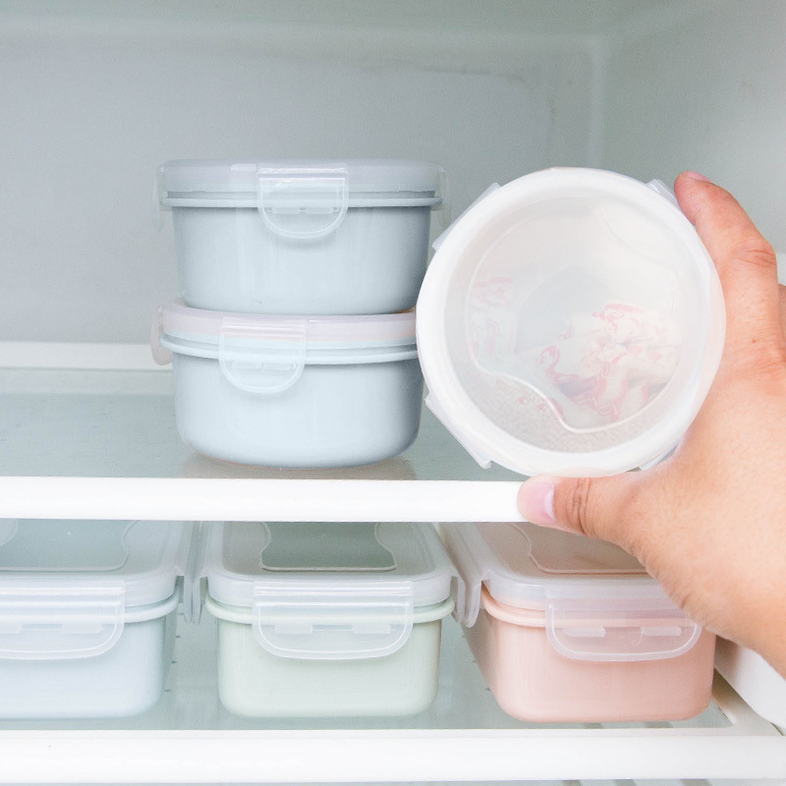 JWDX Storage Containers Clearance! Simple Refrigerator Preservation Box Small Lunch Box Kitchen Lunch Box Plastic Storage Box Sealed Box for Lunch Kitchen Arrangement, Include 1* Bento Box B - Image 5
