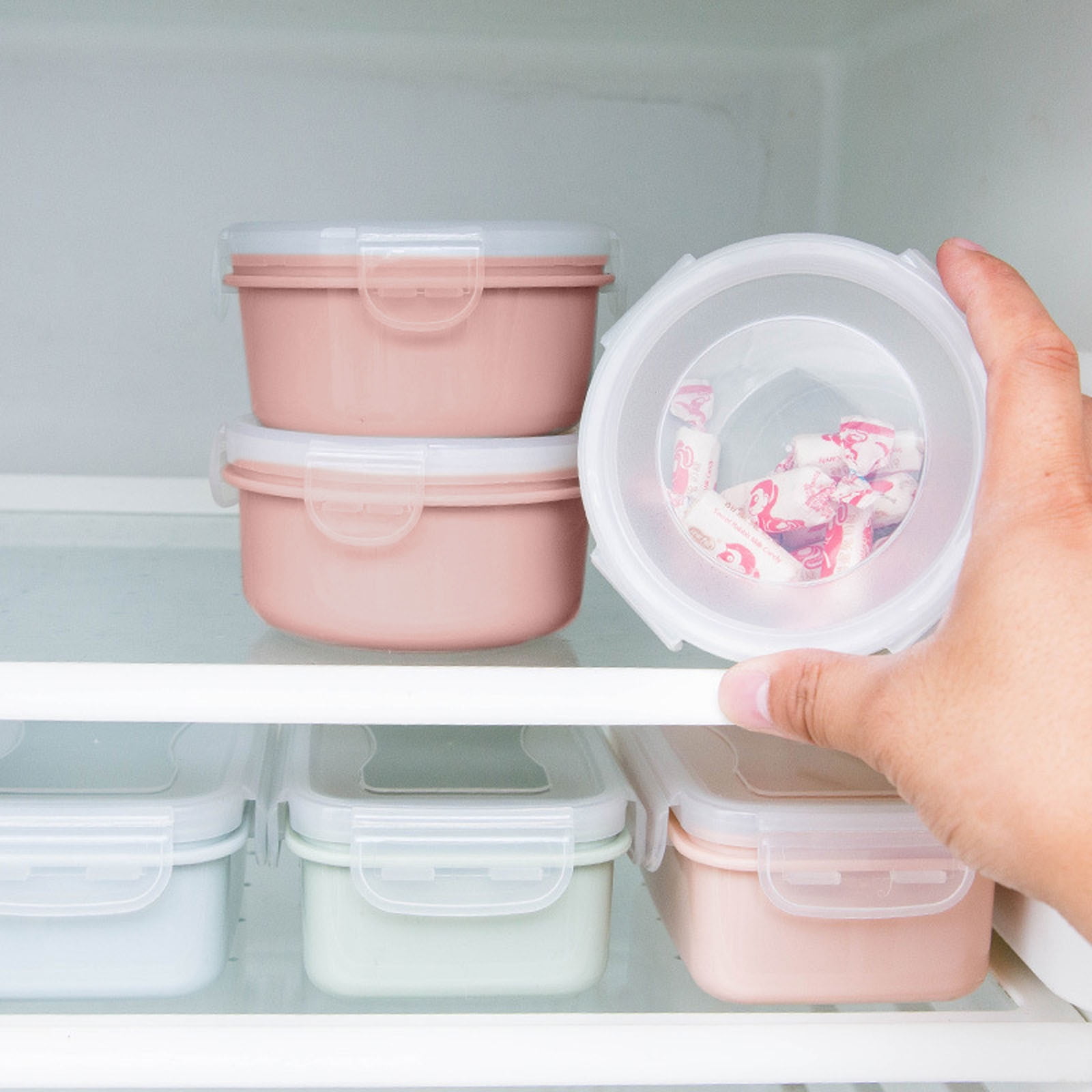 JWDX Storage Containers Clearance! Simple Refrigerator Preservation Box Small Lunch Box Kitchen Lunch Box Plastic Storage Box Sealed Box for Lunch Kitchen Arrangement, Include 1* Bento Box C - Image 5