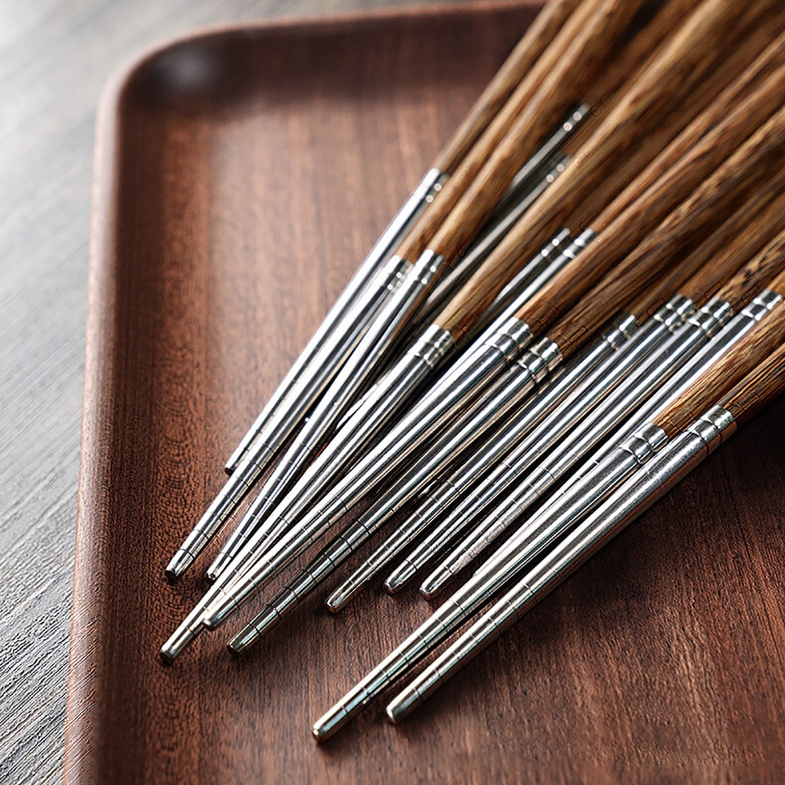 JWDX Tableware Clearance! Household High-Grade Non-Lacquered Non-Slip Light Chopsticks Wooden Luxury Kitchen，Dining Bar, Stainless Steel Bowl Promotion Include 1 Pair of Wooden Chopsticks AS shown - Image 3