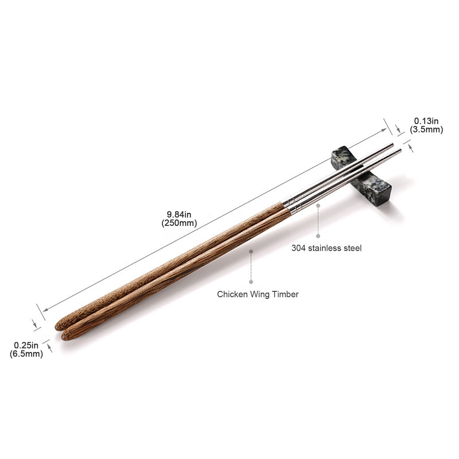 JWDX Tableware Clearance! Household High-Grade Non-Lacquered Non-Slip Light Chopsticks Wooden Luxury Kitchen，Dining Bar, Stainless Steel Bowl Promotion Include 1 Pair of Wooden Chopsticks AS shown - Image 6