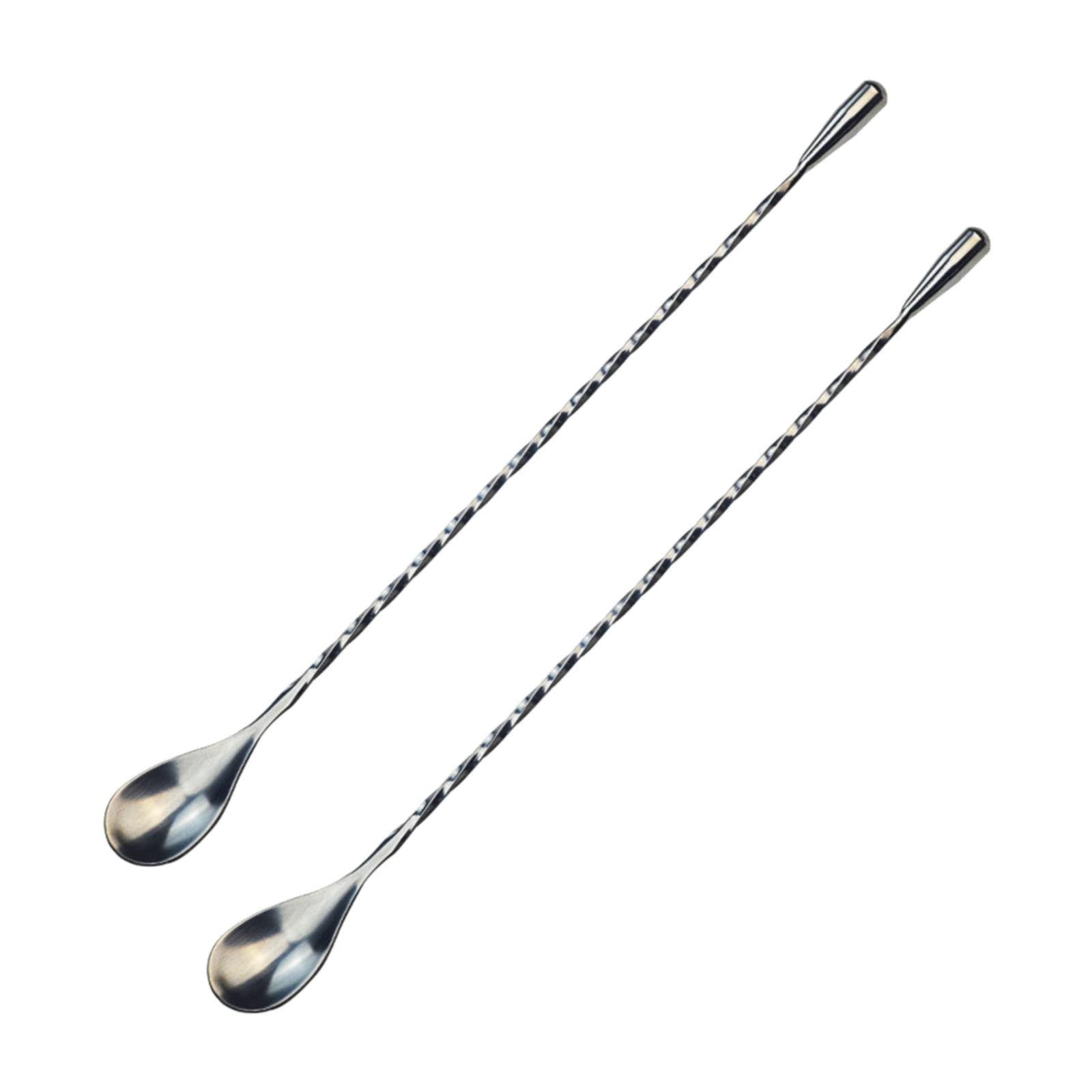 JWDX Tableware Clearance! Stainless Steel Bar Spoon Long Handle Threaded Water Drop Spoon Cocktail Spoon Coffee Stirring Spoon Mixing Rod, Include 2 Stainless Steel Spoons Silver - Image 1
