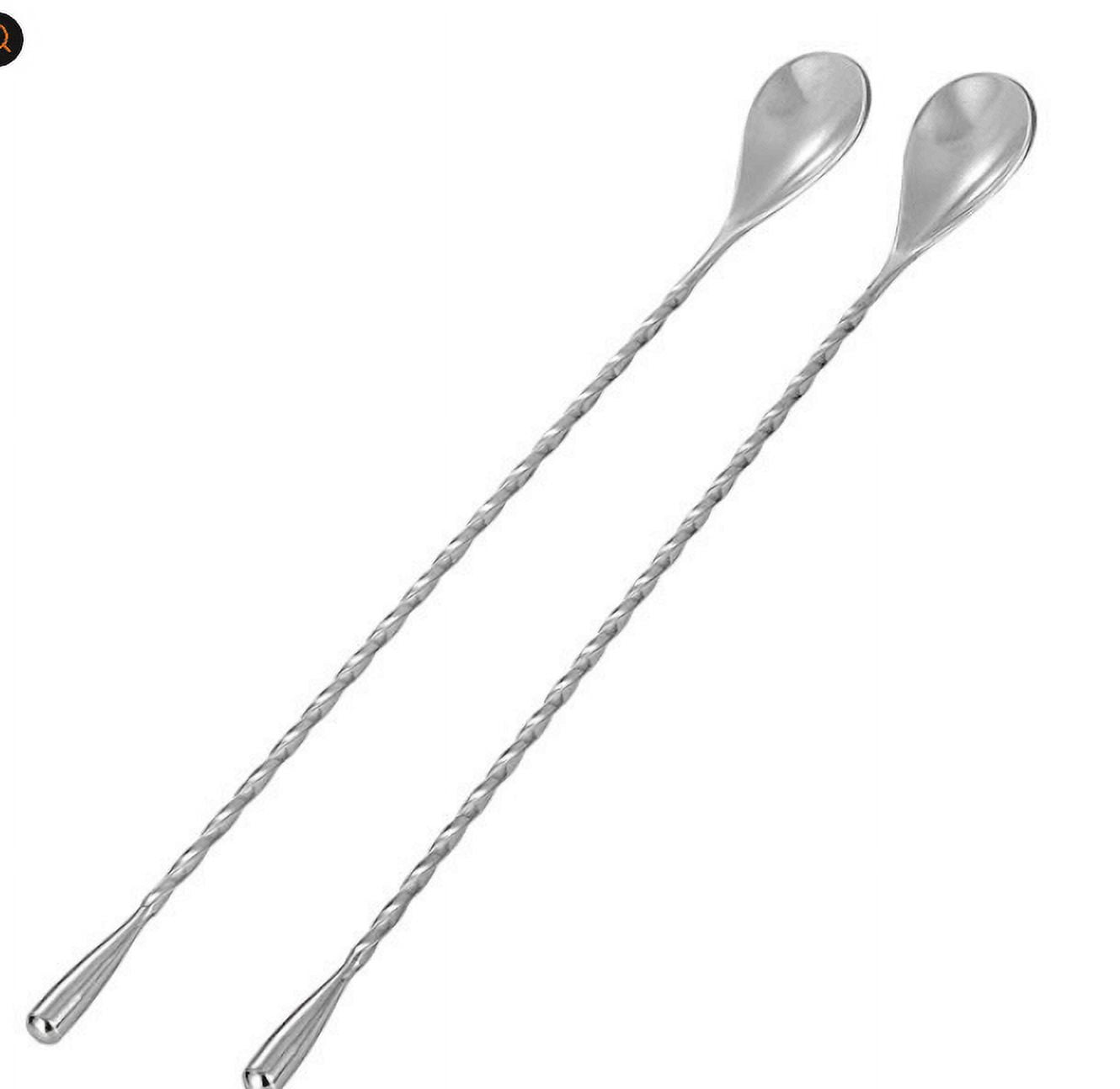 JWDX Tableware Clearance! Stainless Steel Bar Spoon Long Handle Threaded Water Drop Spoon Cocktail Spoon Coffee Stirring Spoon Mixing Rod, Include 2 Stainless Steel Spoons Silver - Image 2