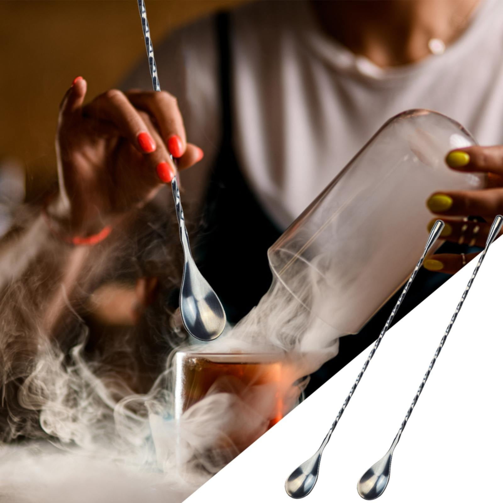 JWDX Tableware Clearance! Stainless Steel Bar Spoon Long Handle Threaded Water Drop Spoon Cocktail Spoon Coffee Stirring Spoon Mixing Rod, Include 2 Stainless Steel Spoons Silver - Image 3