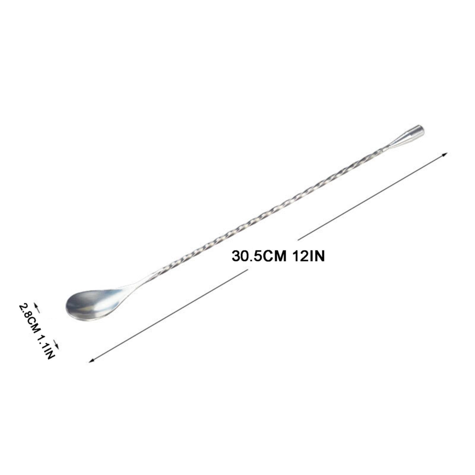 JWDX Tableware Clearance! Stainless Steel Bar Spoon Long Handle Threaded Water Drop Spoon Cocktail Spoon Coffee Stirring Spoon Mixing Rod, Include 2 Stainless Steel Spoons Silver - Image 4
