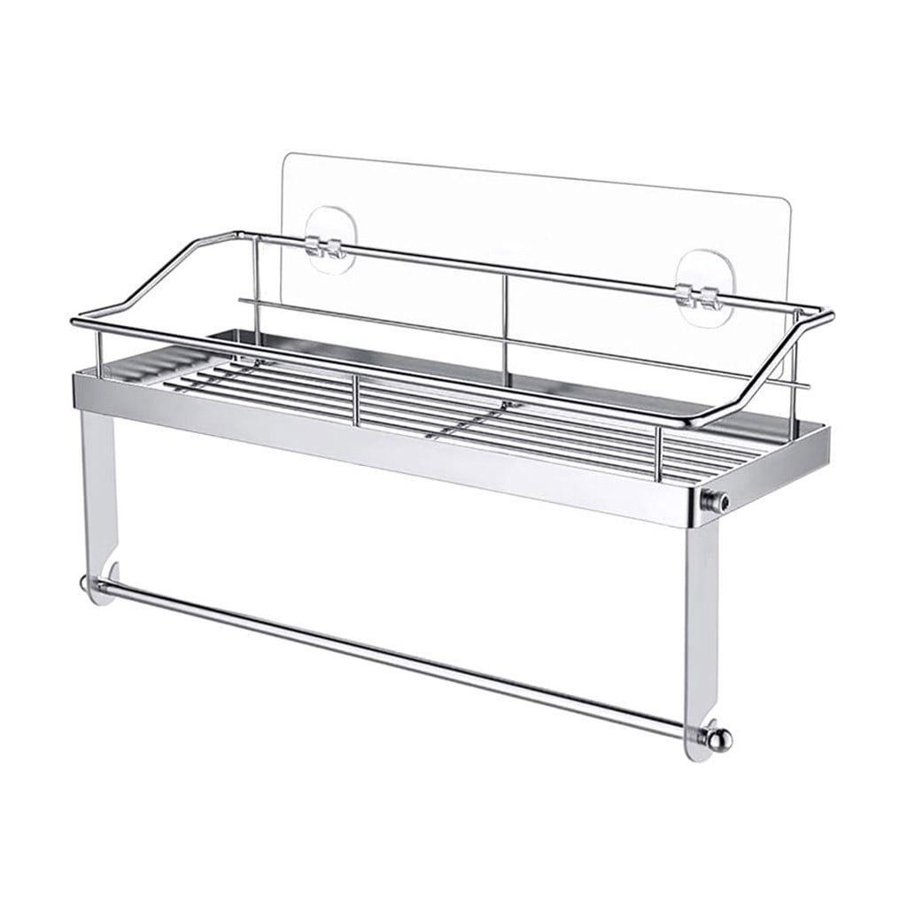 JWDX Rack Clearance! with Shelf Basket Holder Wall Towel for Kitchenbathroom Storage Paper Adhesive Bathroom Products, Brush Shelf Promotion Include Shelf, 2 Films Silver - Image 1