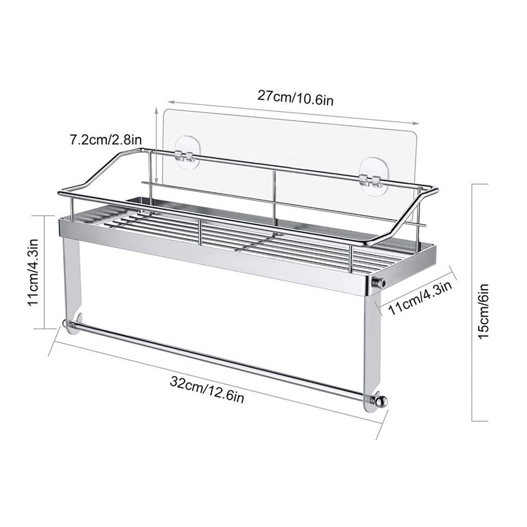 JWDX Rack Clearance! with Shelf Basket Holder Wall Towel for Kitchenbathroom Storage Paper Adhesive Bathroom Products, Brush Shelf Promotion Include Shelf, 2 Films Silver - Image 6
