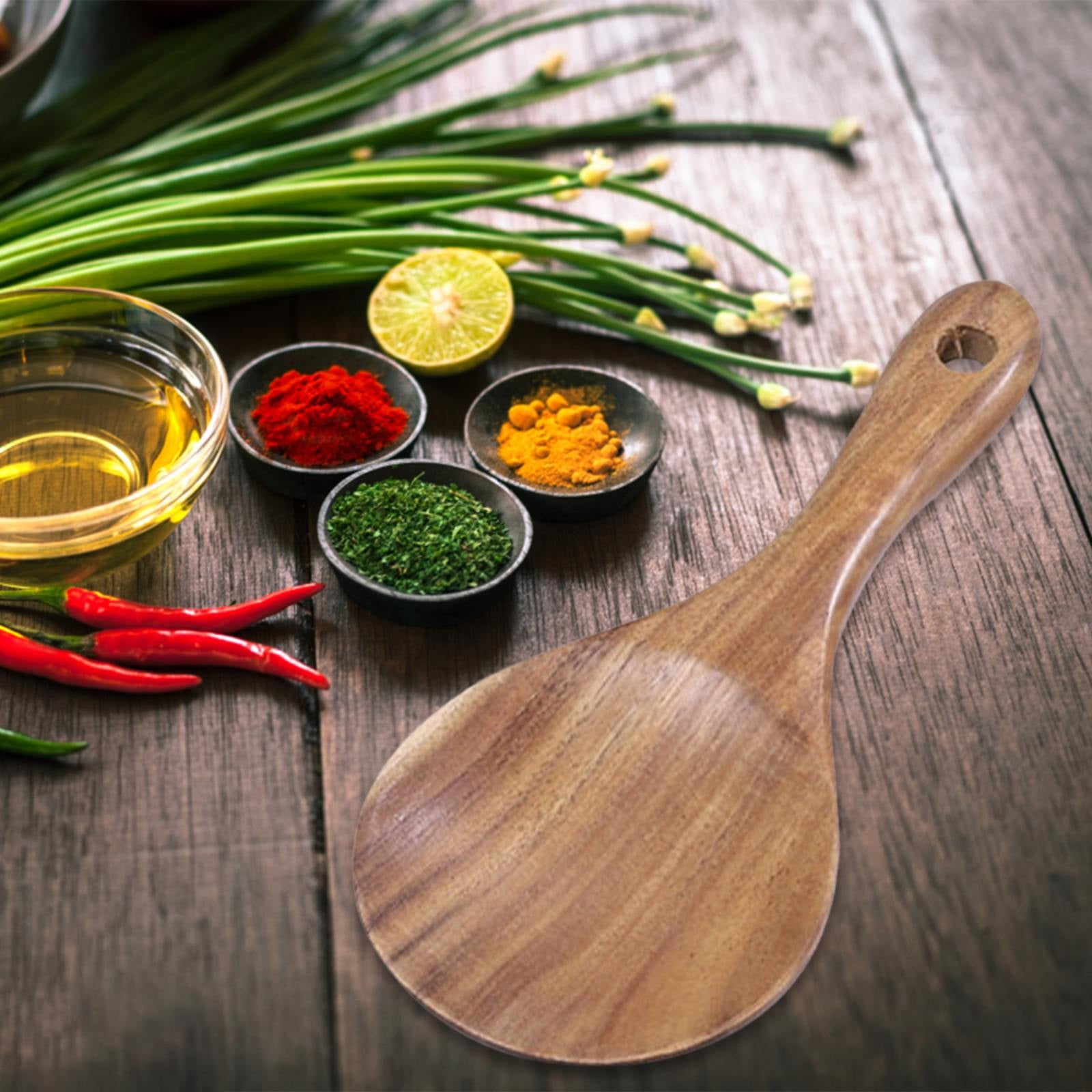 JWDX Cooking Utensils Clearance! Wooden Rice Spoon Rice for Rice Potato Desserts Teak Wood Rice Serving Spoon Rice Cooker Spatula 7*3.2Inch, Cooking Utensils Promotion Include Rice Spoon X1 Khaki - Image 3