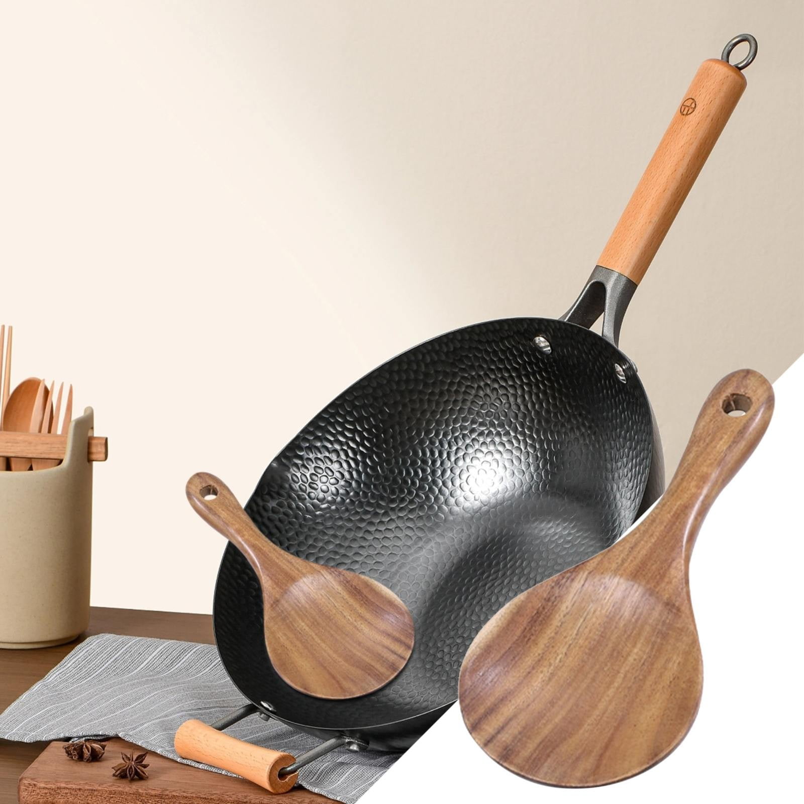 JWDX Cooking Utensils Clearance! Wooden Rice Spoon Rice for Rice Potato Desserts Teak Wood Rice Serving Spoon Rice Cooker Spatula 7*3.2Inch, Cooking Utensils Promotion Include Rice Spoon X1 Khaki - Image 7