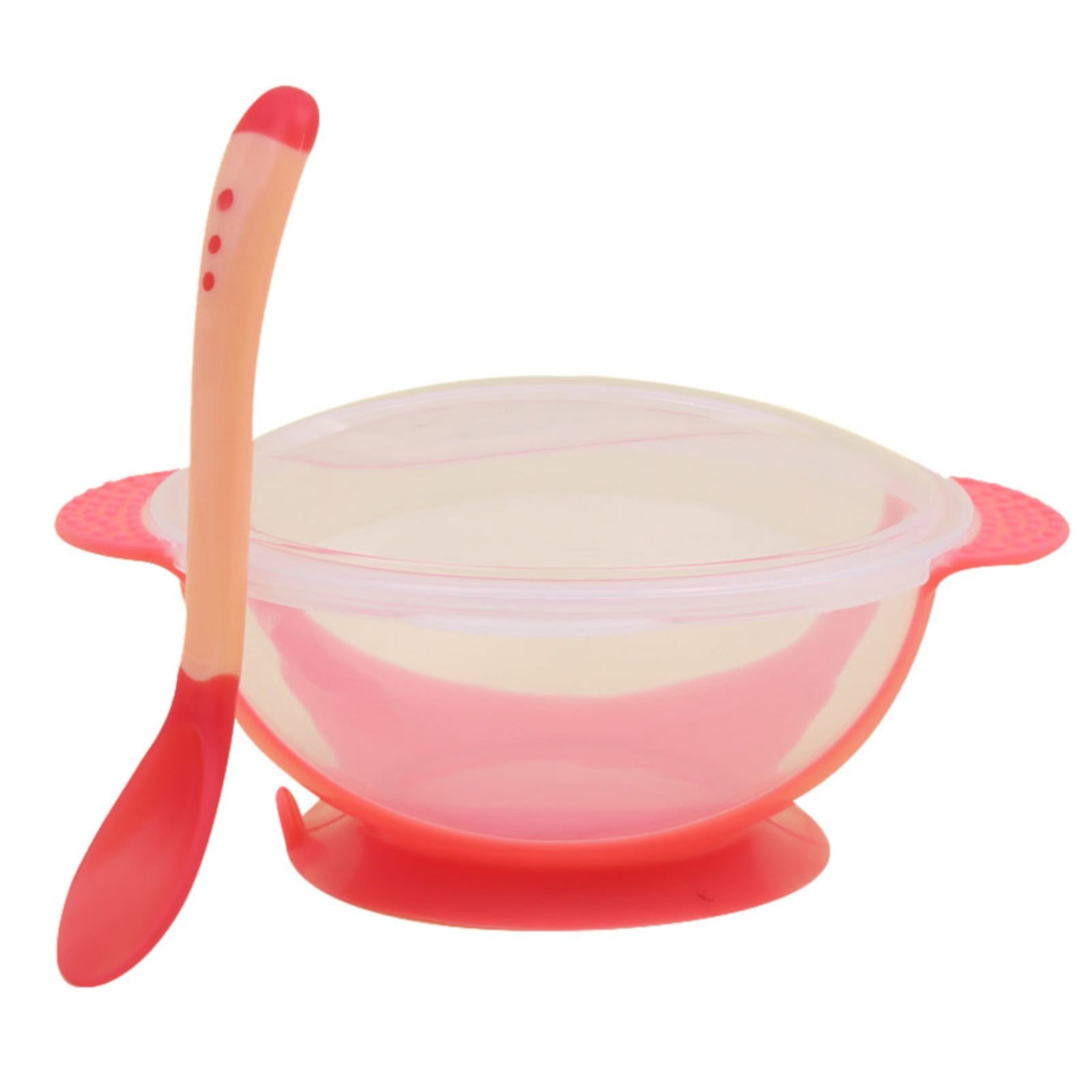 JWDX Tableware Clearance! Baby Children Training Feeding Dinner Bowl Spoon Tableware Set with Suction Cup, Stainless Steel Bowl Promotion Include 1Pc Bowl, 1Pc Soup Spoon Pink - Image 1