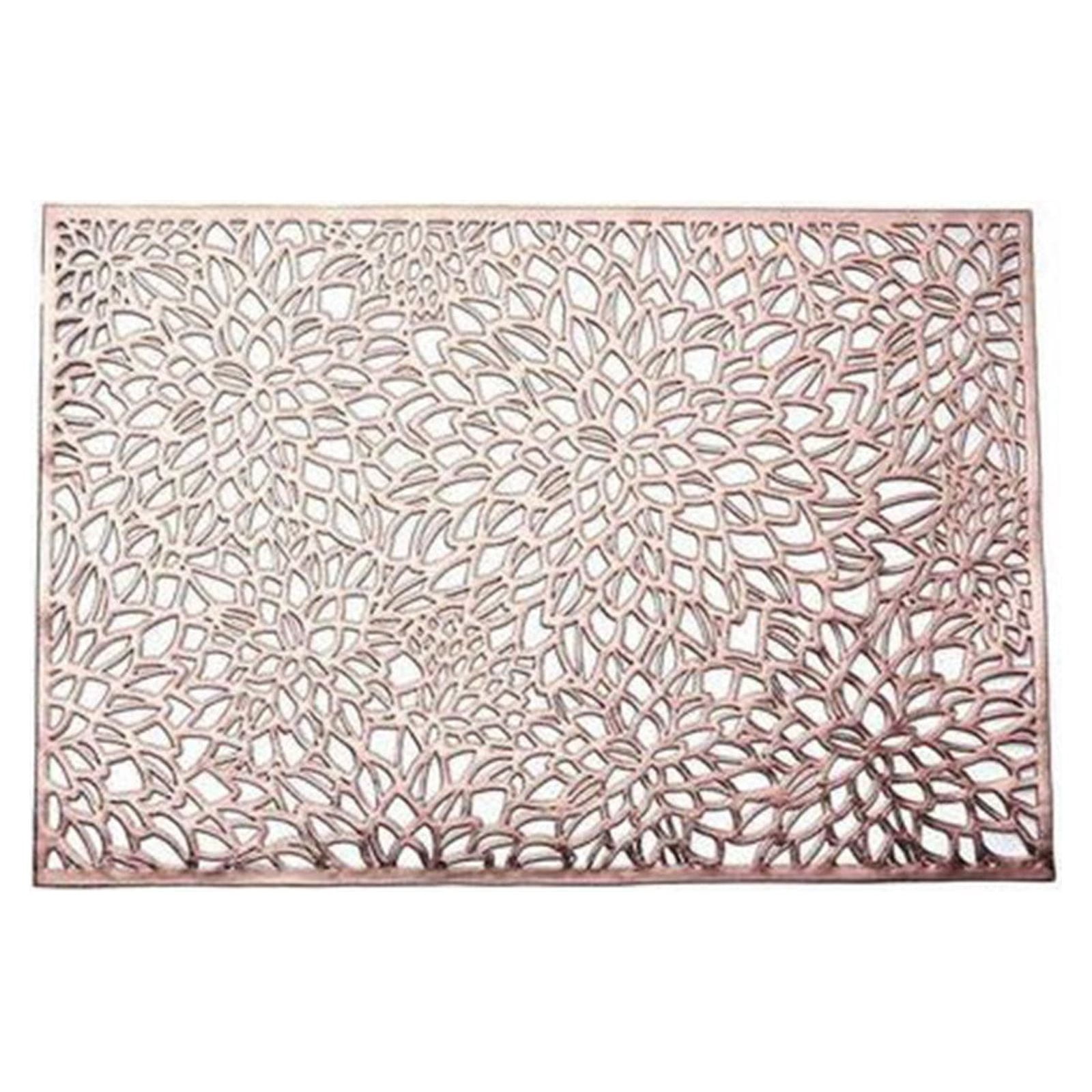 JWDX Placemat Clearance! Rectangular Flower Pvc Placemat Home Daily Table Decoration Pvc Hot Gold Placemat, Kitchen Mat Promotion Include 6*Placemat Rose Gold - Image 1