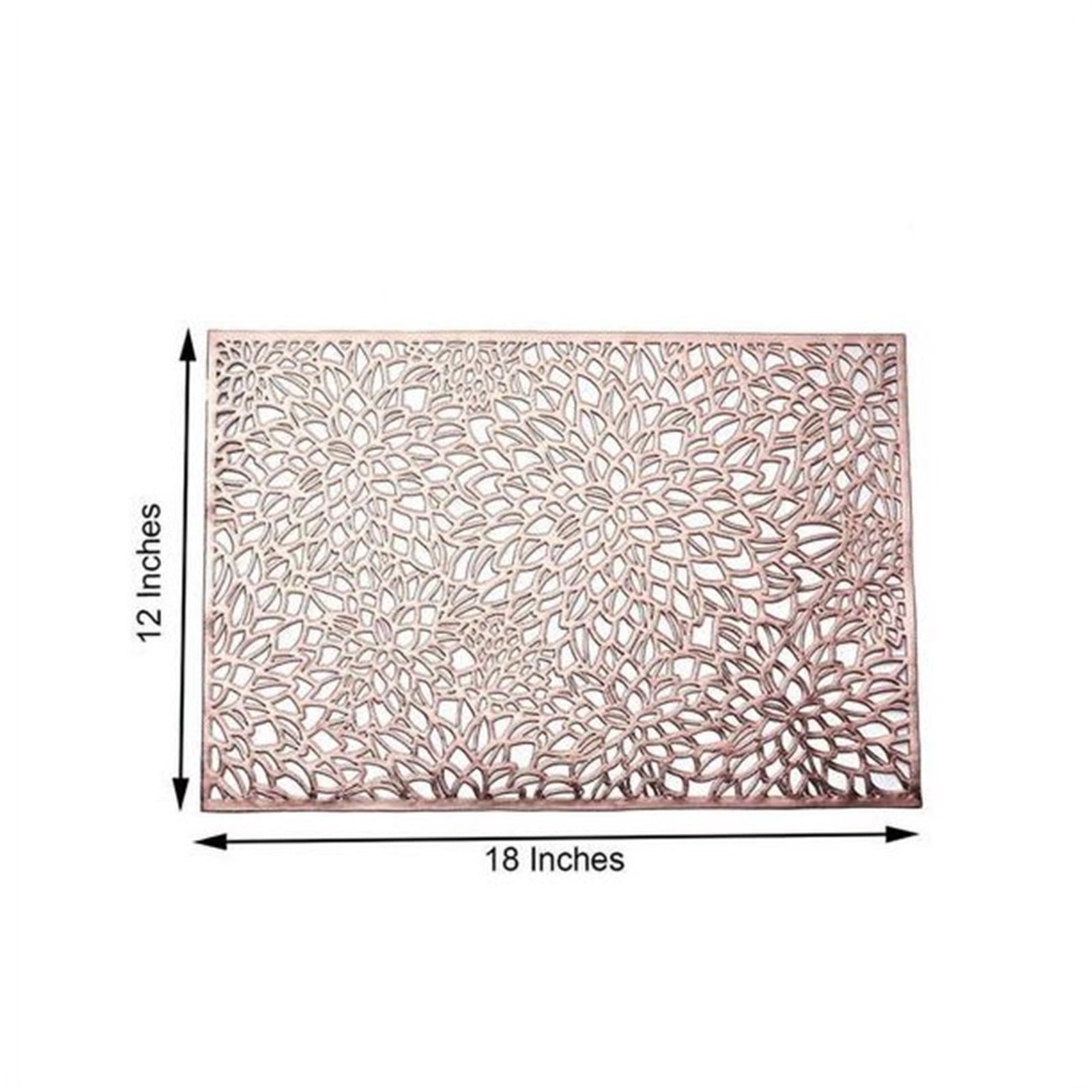 JWDX Placemat Clearance! Rectangular Flower Pvc Placemat Home Daily Table Decoration Pvc Hot Gold Placemat, Kitchen Mat Promotion Include 6*Placemat Rose Gold - Image 3