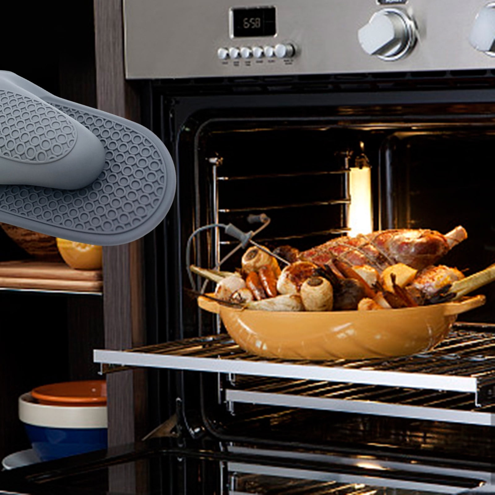 JWDX Oven Mitts Clearance! Mini Silicone Oven Mitts Set Oven Mitts Heat Insulation Oven Gloves for Kitchen Cooking and Baking Protecting Fingers Mini Oven Hand Clips, Include 1Pc Silicone Gloves A - Image 2